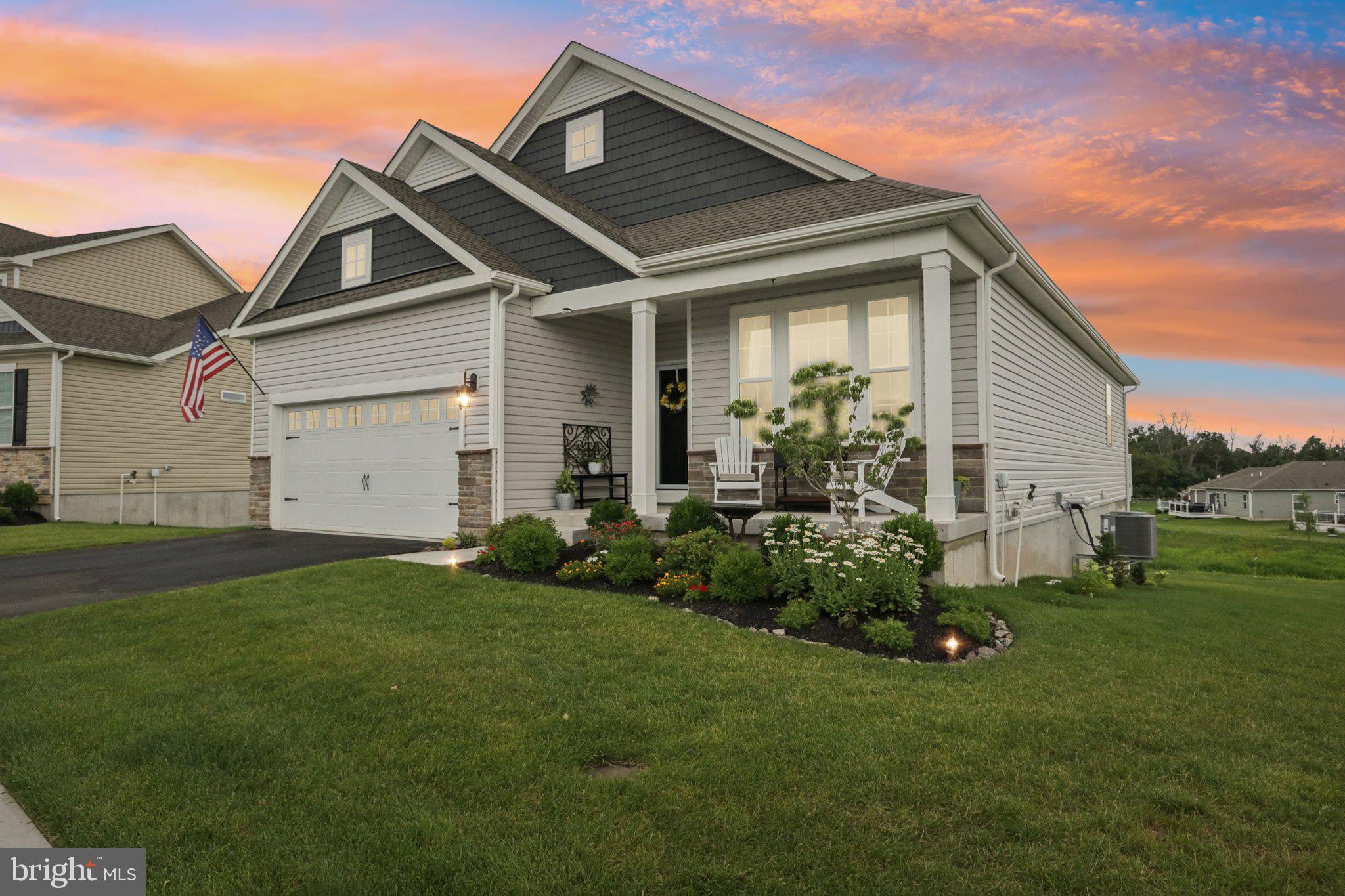 Welcome home to 184 Haven Dr. What an Opportunity, no wait for yours to be built... this is it! Spectacular pond views, a walkout basement, and upgrades throughout—this exceptional home in Pottsgrove Hunt by D.R. Horton offers one of the most desirable lots in the community. With peaceful water views, it’s a rare find that combines natural beauty with thoughtful design. Pottsgrove Hunt is an active adult community of 143 single-family homes, conveniently located just minutes from Costco, Target, and the Philadelphia Premium Outlets, with easy access to Routes 100 and 422.
Inside, the popular Laurel model welcomes you with a spacious, open-concept layout that flows seamlessly from the foyer through the kitchen, dining area, and great room—perfect for entertaining or everyday comfort. The kitchen is beautifully appointed with quartz countertops, soft-close cabinetry, and custom backsplash, offering both style and function. Three bedrooms and two full baths are located on the main level for easy living, while the finished walkout basement provides a versatile bonus bedroom, an additional full bath, and extended living space with stunning views.
Step outside onto the fantastic deck, ideal for relaxing or gathering with friends as you enjoy the picturesque setting. The home’s premium location and low-maintenance lifestyle are further enhanced by community amenities including a clubhouse, tennis and pickleball courts, bocce ball, and walking trails. With a summer move-in available and upgrades galore, this is the perfect opportunity to enjoy comfort, convenience, and connection in a home that truly stands out.