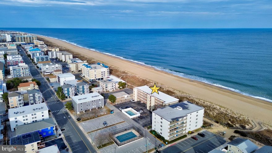****Owner occupied but easy to show.**** Take advantage of this prime, Direct Oceanfront opportunity showcasing breathtaking views in the highly sought-after North Ocean City!   This southern exposure, end-unit property is complete with an updated bathroom and kitchen, new luxury vinyl plank flooring, beautiful granite countertops, a glass tile backsplash, stainless steel appliances, a portable cooktop, Ninja Air Fryer and a high-end Advantium microwave/conventional oven for your effortless culinary endeavors. The Murphy bed and sofa comfortably accommodate up to four, while a custom-built closet provides ample storage.  Enjoy the spacious balcony that offers panoramic views of the dunes and the ocean.  Keep an eye out for the saltwater foxes that travel the dunes, adding a touch of coastal wildlife charm to your surroundings.   This condo features brand new hurricane shutters, an on-demand hot water heater, central A/C, two new ceiling fans, and a sizable storage room beneath the building for all your beach essentials.   Being sold furnished with minor exclusions.  The building is further highlighted by an elevator, swimming pool, an outdoor shower to rinse off the sand after a fabulous beach day, and a 24/7 on-site resident manager. Enjoy the rarity of low condo fees and taxes.   Additionally, there's a convenient on-site laundry room. Ideally located within walking distance of Northside Park, Starbucks, Tailchasers Restaurant, Grotto Pizza, and so much more!  As a delightful bonus, savor unobstructed views of fireworks from the bay side of the building. This is a unique opportunity to experience coastal living at its finest.  Don’t wait, book your showing appointment today! Cash preferred or BOC funding exclusively at 50% down or less pending buyer qualification.