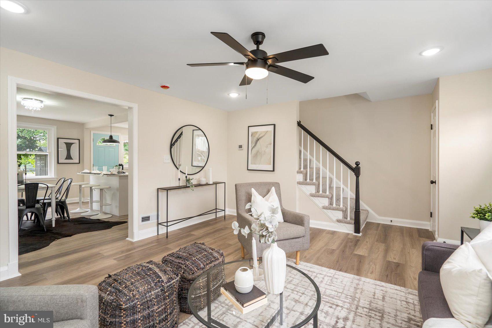 Welcome home to this beautifully renovated gem in the heart of the Belair Edison neighborhood! Step inside to find a spacious main level featuring a bright, open living room, perfect for entertaining and a stylish dining area ideal for gatherings. The kitchen is an absolute showstopper, showcasing white shaker cabinets, gleaming quartz countertops, gold hardware, and brand new stainless steel appliances. Upstairs, enjoy three generously sized bedrooms and a stunning full bathroom with custom tile work. The finished lower level offers incredible bonus space with a second full bathroom, a laundry area, and a utility room. Perfect for guests, a home office, or recreation. Outside, the extra-large, fenced-in rear yard provides a private retreat for relaxing, playing, or entertaining. Don’t miss your chance to own this beauty. Schedule your tour today!