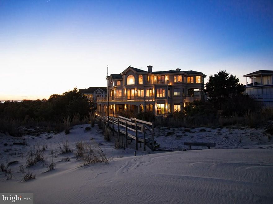 Oceanfront at its finest! This beautiful home is situated on arguably the best oceanfront lot in Delaware leaves nothing to the imagination. The interior of this elegant and refined home features 7 bedrooms, 8 full baths, 2 half baths, 9,500 SF, unsurpassed ocean views from nearly every room, elevator, expansive living areas on each floor, gourmet kitchen, grand master suite with spa-like bath, custom spiral staircase, vaulted ceilings, exposed beams, 2 gas fireplaces and much more. The one of a kind exterior design of the home boasts 3 levels of porches and decks, an oceanside pool & spa and outdoor shower. Enjoy a private walkway to the Chancellery's private beach while being adjacent to 5+ miles of state park, making this home the ultimate private sanctuary.