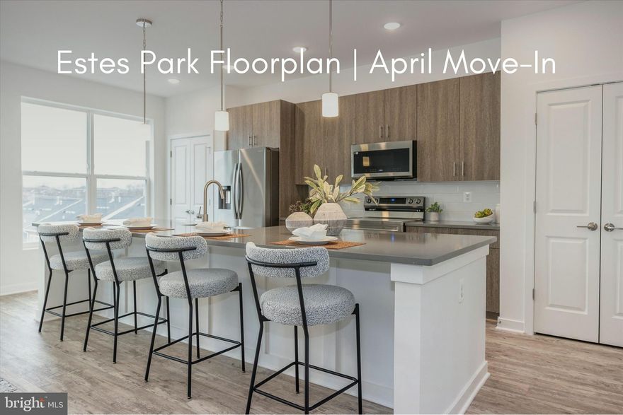 * Available April 2025!  Now offering $20,000 in builder incentives! * Discover the Estes Park, a thoughtfully designed 2-level condo offering 3 bedrooms, 2.5 baths, and modern comforts. Enter through your private front entrance or directly from the 1-car garage, and step into a home that blends style with functionality. The main living area is open and inviting, featuring a family room, an office nook, and a convenient powder room. The heart of the home is the kitchen, complete with a stunning 12-foot island that’s perfect for gathering and entertaining. Adjacent to the family room, a spacious terrace provides the ideal spot to unwind. Upstairs, the primary suite includes its own covered terrace, creating a private retreat. Two additional bedrooms, a second full bath, and a laundry area complete this level, offering both space and convenience. This home features our elegant Verde design package, boasting 7-inch wide luxury vinyl plank flooring, white shaker-style cabinetry, granite countertops, and stylish finishes throughout. Ideally located near I-70, I-270, and Rt 15, this community places shopping, dining, hiking and all that downtown Frederick has to offer just minutes from your doorstep. For a limited time, take advantage of up to $20,000 in incentives when using our preferred lender and title company. Inquire with sales office for more details. Make the Estes Park your home and enjoy modern living at its finest!