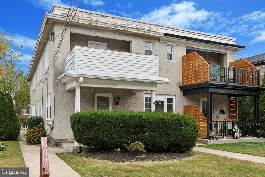 Welcome to 23 Morton Rd.  Nestled in the desirable town of Bryn Mawr, Lower Merion Twp, this charming duplex offers a rare opportunity in a truly fabulous location.  Each unit is over 1200 square feet with separate utilities, featuring 2 bedrooms and 1 full bath.  As you approach the first floor unit, you're greeted by a serene front porch, offering a private retreat from the street. The second floor unit has a relaxing balcony. The basement, which is accessed from inside through the back staircase,  is divided to provide separate spaces for each unit. Each side has its own heater, water heater, washer, dryer, and storage area. The property also boasts a spacious backyard, perfect for relaxation or entertaining - or ample space to create an abundance of parking. Conveniently located just 2 blocks from Bryn Mawr Station on the Paoli/Thorndale Line, within walking distance to the Bryn Mawr's shopping district and the Bryn Mawr Film Institute, this property offers an ideal blend of suburban tranquility and urban amenities.