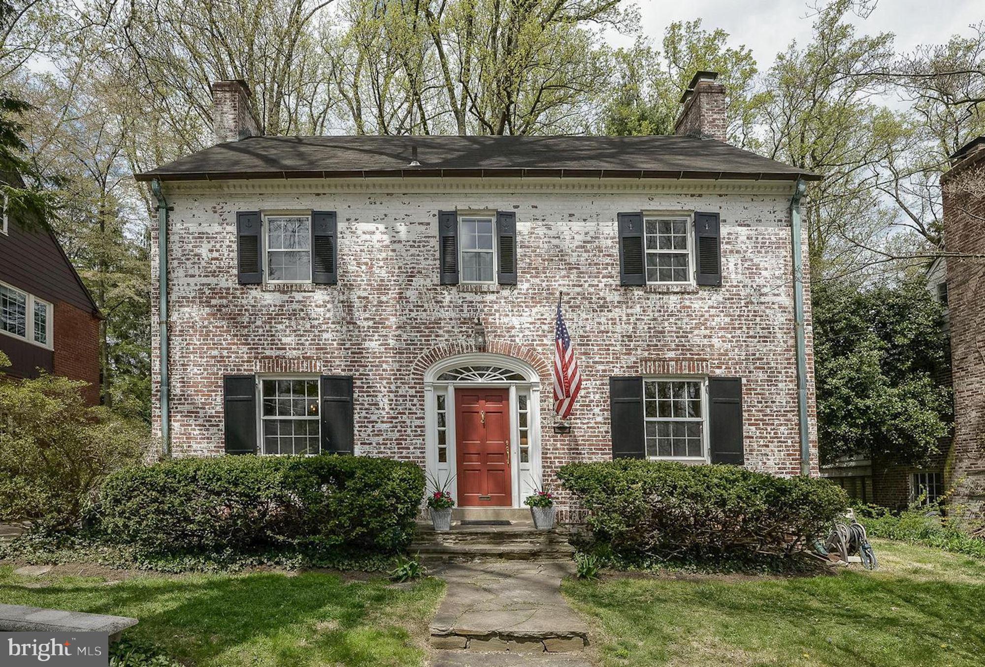 Sun-filled center hall Colonial in Rollingwood offering five bedrooms on the upper level and a total of four full baths and one half bath. Owner's bedroom has a gas fireplace and a beautiful en suite full bath. Four additional bedrooms and two full baths complete the upper level. Lower level features a recreation room and office/guest room. Beautiful architectural details, wide entryways, variegated width hardwood floors, wood burning fireplace in the living room. Bright dining room with built-in corner cabinets. Updated kitchen with stainless steel appliances, granite countertops and adjoining spacious family room with patio and driveway access. Charming covered patio, storage shed and two car parking. Close to parks, trails, walk to Brookville Market, Metro Bus and one mile to the future Chevy Chase Purple Line.