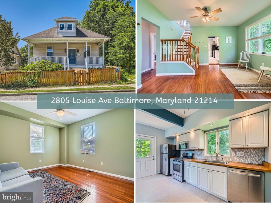 Welcome home to 2805 Louise. If you've been dreaming of potentially making $ (fully paid solar panels w/ srec credits that usually exceed the power bill cost  !!), a prime location in highly sought after Hamilton Heights and a house filled with never ending character and charm everywhere you turn, 2805 Louise is the home for you. The moment you arrive, you'll appreciate the inviting large front porch(low maintenance deck boards installed in '24!) . Once inside, the light and openness of the home will captivate you. Every room has unique features that add to the charm of this truly one of a kind home. Beautiful hardwoods run throughout the living room and bedrooms on the first floor. The living room offers large windows, a timeless light fixture and the perfect layout for relaxing and watching TV after a long day at work. The heart of the home features a large sitting area, beautiful open staircase with elevated ceiling and access to the kitchen, bedrooms and bathroom. The bedrooms will delight with their high ceilings,  large windows, and space. They are perfectly situated next to the charm filled full bathroom. Down the hall, the one of a kind kitchen awaits. Featuring a herring bone backsplash, timeless butcher block, ample storage, and light galore, you'll never want to leave your new kitchen. Always wanted a custom dining nook?  We have it:-) If that isn't enough, the style and functionality of  the side bar/counter is sure to delight; it's truly perfect for serving guests. The Upper floor is devoted to a bedroom suite that oozes with character and features skylights and a full bathroom! The basement abounds with space for storage and offers you the opportunity to put your finishing touches on it. Last yet certainly not the least the backyard- a yard people dream of!  If you love gardening, sitting around the firepit, quiet evenings enjoying a glass of wine, or hanging out with your favorite people, this is the yard for you.  The  entire yard is full of native plants, pollinator favorites, and year round perennial color. There is even a rain barrel; and the yard is certified as a wildlife habitat with the National Wildlife Foundation!  Fully fenced for furry friends. Close to all of the happenings in Hampden, Charles Village, Johns Hopkins, the City, major thoroughfares, public transportation and more! Schedule your showing today!*There is no guarantee  srecs credit will always exceed power bill costs