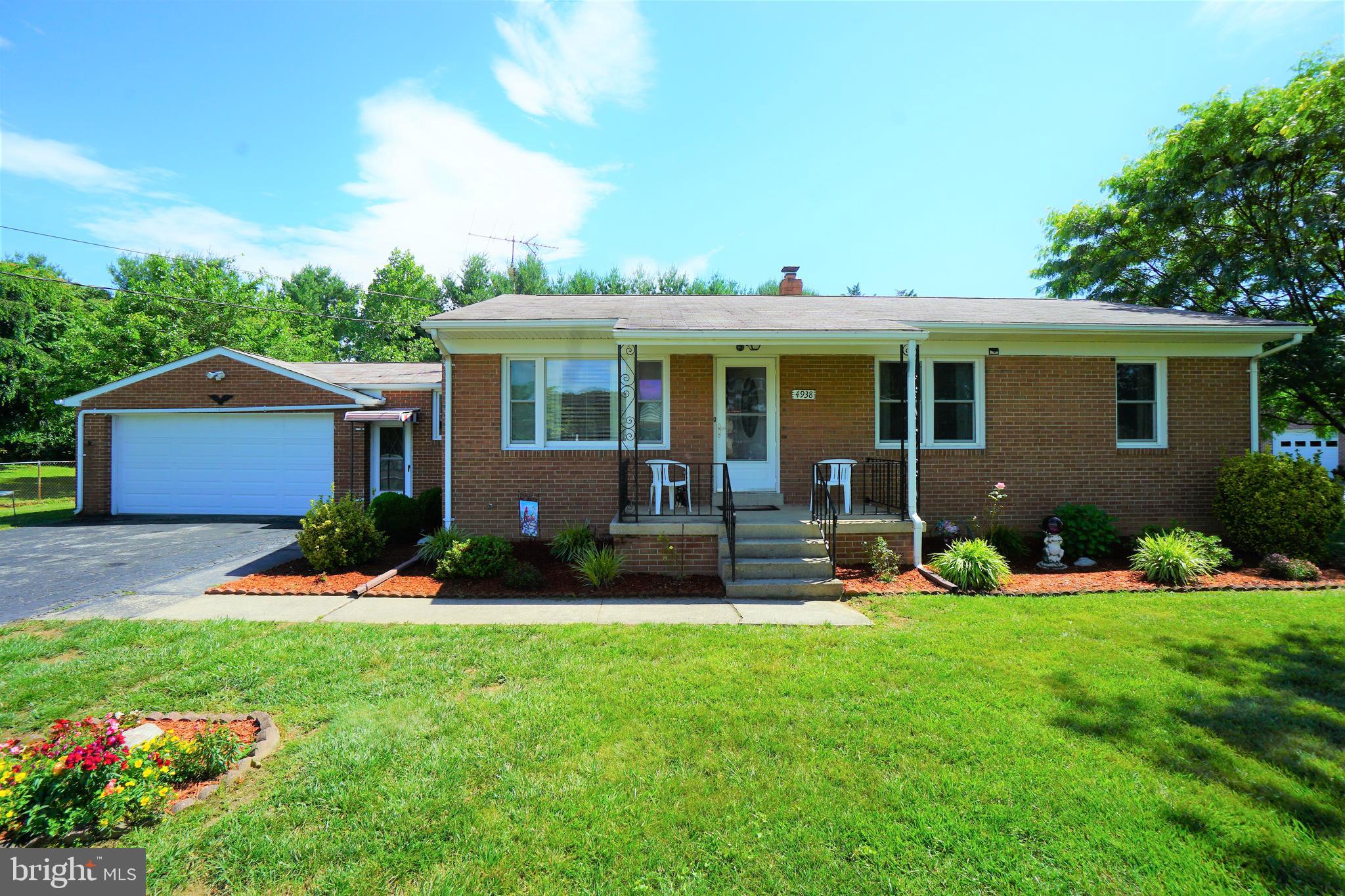 Solid all brick rancher with 2-car detached garage on over 1/2 acre lot. Immaculate wood flooring, light and bright living room; spacious kitchen with plenty of cabinet space. Dining area and additional family room! Spacious unfinished basement - over 1000 sq.ft could easily be finished. Very nice lot that backs to trees; excellent commuter location convenient to R340 and just a few minutes from R15/I70/I270.