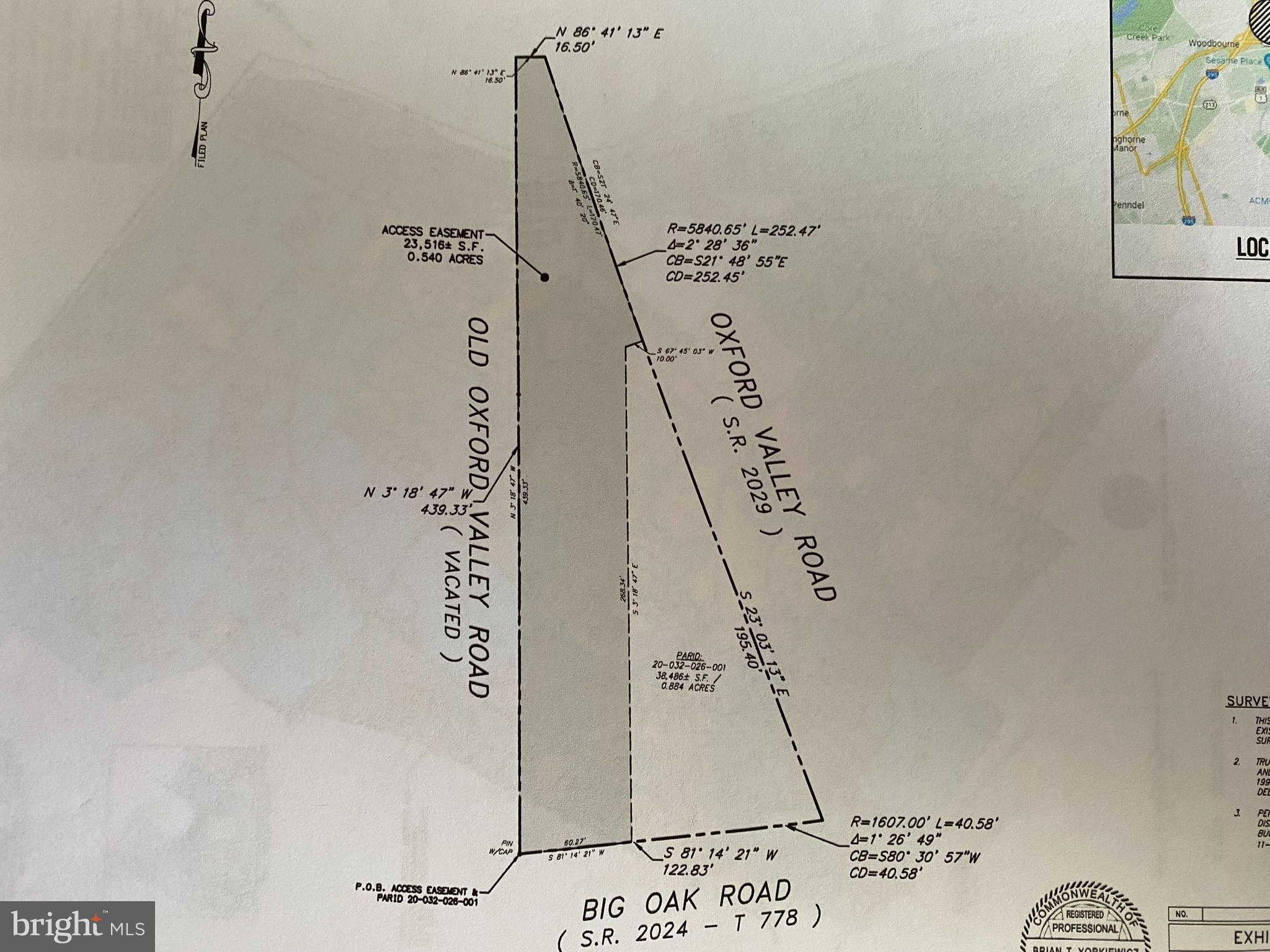 ZONED C-2 Commercial Highway Services; Online zoning map is incorrect per the Township (which shows as R-3); Nearly 1 acre located at the High visibility corner at Oxford Valley and Big Oak Rds! This corner parcel was recently increased in size by township deeding of a portion of former adjacent road to the subject parcel; the zoning is commercial - C-2; the parcel is now approx 0.884 acres per the Township; highest and best use would be a commercial use (office, retail etc); C-2 zoning info is located in the attached documents. NOW PRICED TO SELL AS IS - APPROVALS ARE RESPONSIBILITY OF BUYER AFTER SETTLEMENT