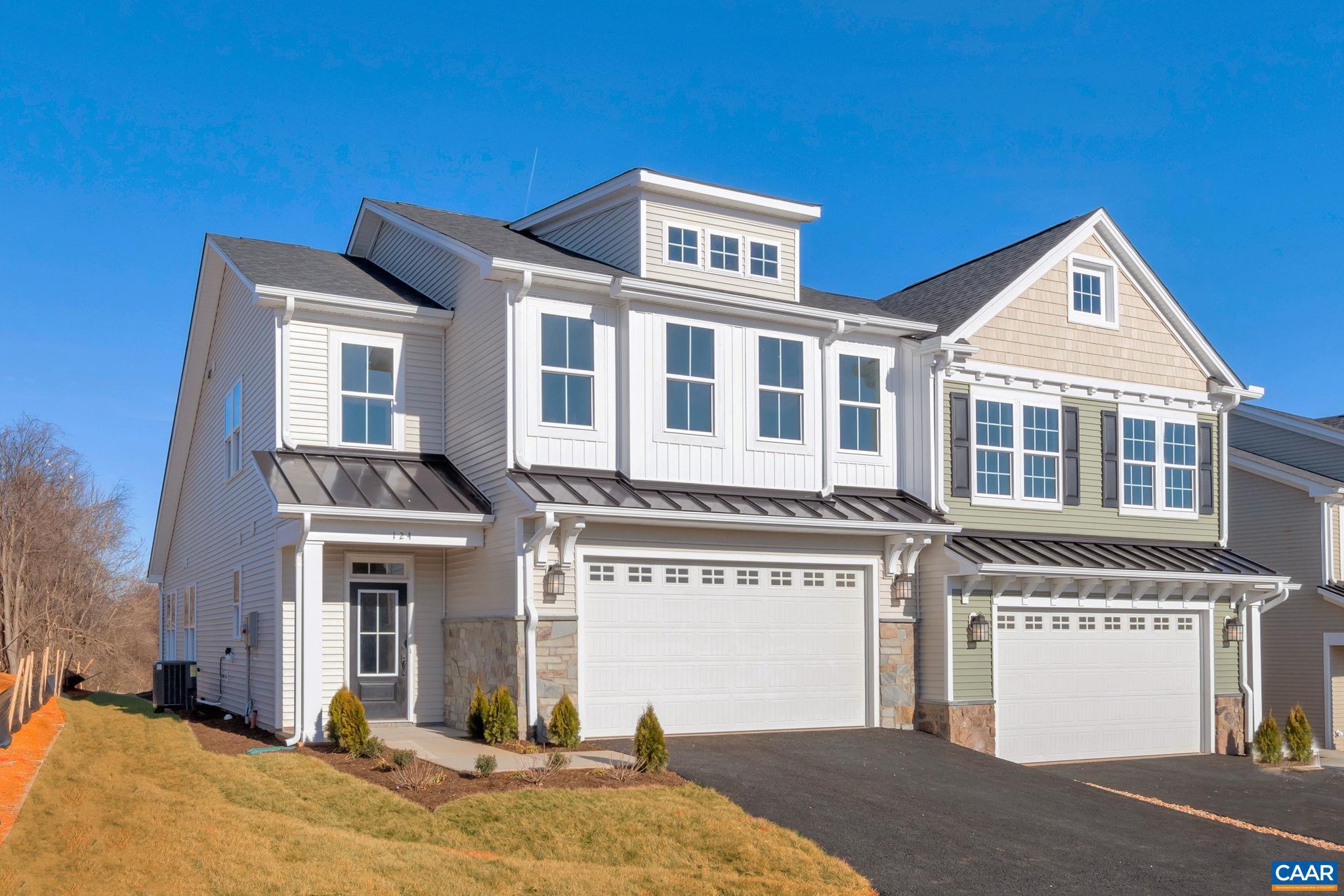 Welcome to The Bayberry, a thoughtfully designed main-level living villa offering 3 bedrooms, 2.5 bathrooms, and 2,117 square feet of comfortable living space. The primary suite is conveniently located on the main floor, featuring a spacious walk-in closet and a private bath. The open-concept layout includes a gas fireplace in the family room, creating a warm and inviting atmosphere. The kitchen is equipped with granite countertops and cushion-close cabinetry, seamlessly connecting to the dining area and family room. Additional features include oak stairs with metal pickets, a drop zone in the laundry room off the zero-step entry garage, screened porch and wooden shelving in all closets. Upstairs, you'll find a versatile loft, two additional bedrooms, a pocket office, a full split bath, and ample storage space. Situated on a premium lot within Creekwood Village, this home combines quality construction with low-maintenance living. Photos are of a similar home and may show optional features and upgrades.,Granite Counter,Painted Cabinets,Fireplace in Family Room