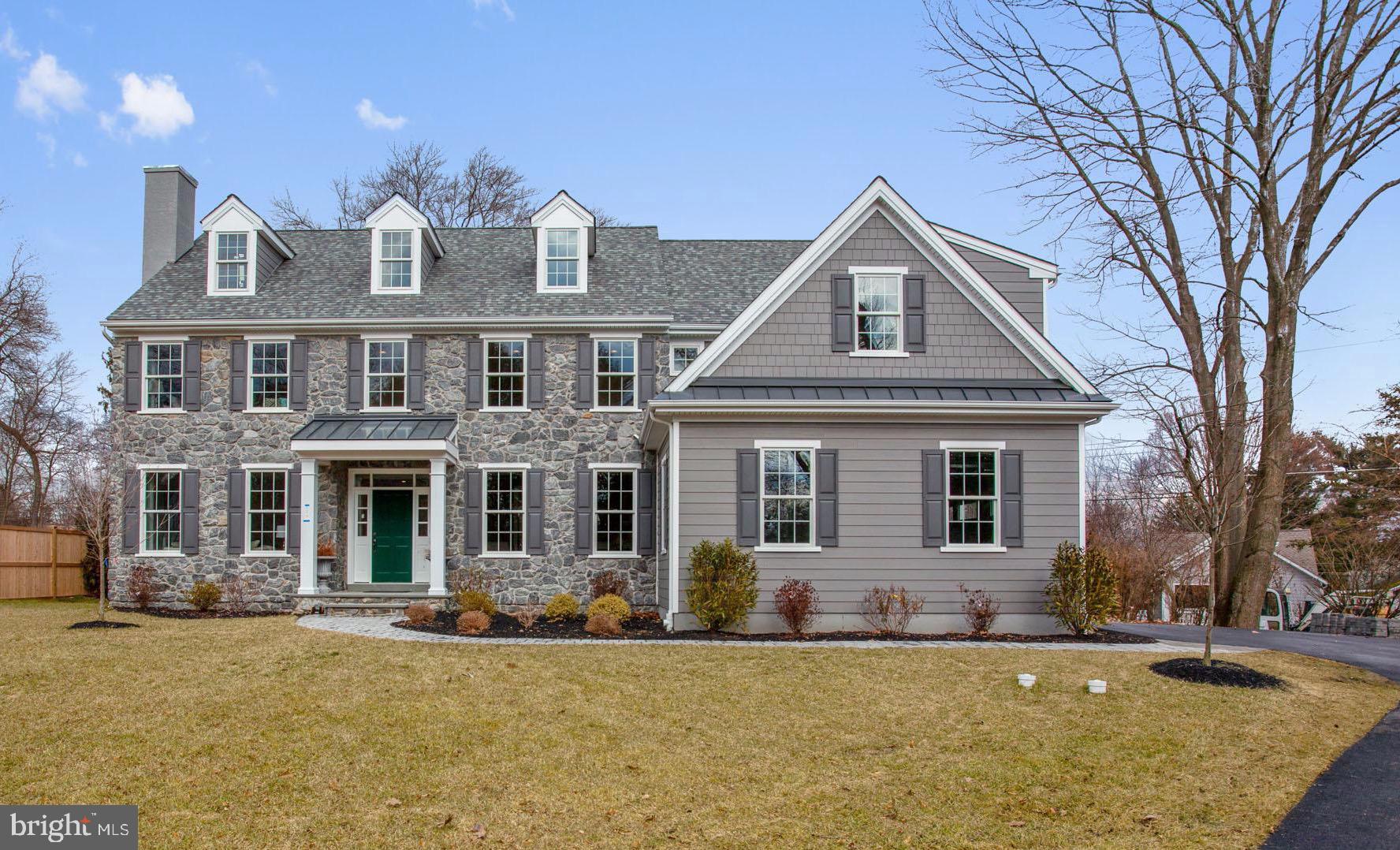 EXQUISITE NEW CONSTRUCTION IN THE HEART OF GLADWYNE!!! Another Stunning home from Cunningham Construction!! Situated on a quiet and coveted cul-de-sac, within walking distance to the Gladwyne Village and Bridle Wild Trails. Natural light permeates every room of this gracious, 5,300(approximate) square foot,5 bedroom, 5 1/2 bath stone colonial. First floor office/optional 6th bedroom with full bath. Large, dramatic living area with open floor plan ideal for entertaining. Gourmet kitchen with oversized quartz island, open-plan breakfast area with skylights and large family room overlooking the back yard. Extraordinary Master suite with vaulted ceiling, enormous his and her walk-in closets and luxury bathroom. Beautiful architectural details and tasteful, high-end fixtures and finishes throughout. Other features include white oak floors, Mica stone and Hardie siding facade, high efficiency 2-Zoned heat and central air, finished lower level with full bath, 2 car attached garage, second floor laundry, 2 fireplaces. Public Sewer. 200 amp underground service. Square footage is approximate and includes finished lower level. This special home is a must see!!