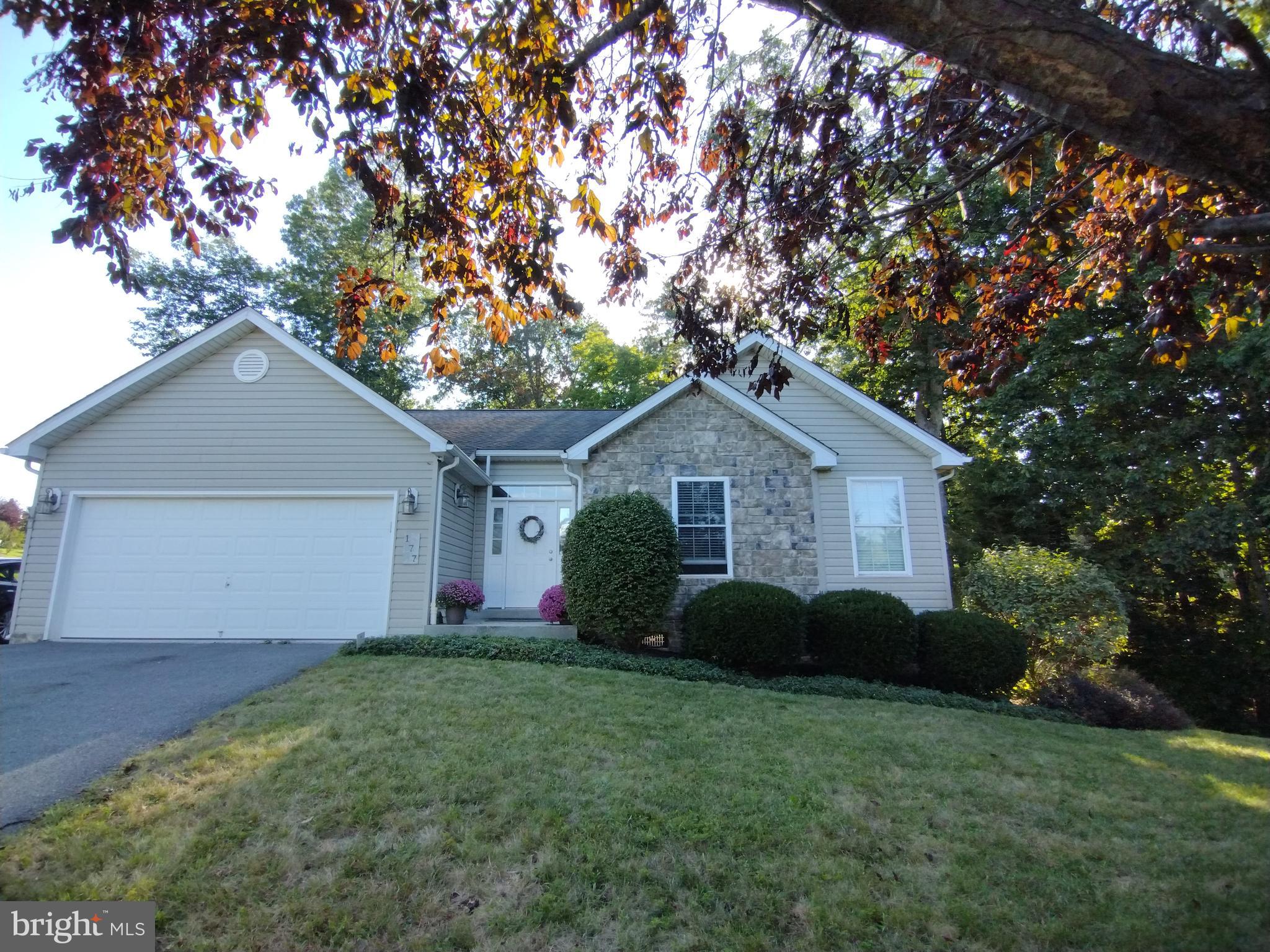 Welcome to 177 Raft Court! This well-maintained ranch-style home features a 2-car garage and is tucked away on a quiet cul-de-sac in the Middle Creek Manor Community. Inside, you'll find hardwood floors, a cozy gas fireplace, a kitchen with a breakfast area, and a split-style floor plan with the primary suite on one side and additional bedrooms on the other. Step outside to enjoy the screened porch or work on projects in the spacious shed (11'6" X 23'6") with electric run to it. The partially finished basement provides extra space for entertainment or relaxation. This home offers a perfect mix of comfort and convenience! Please note that all measurements are approximate.