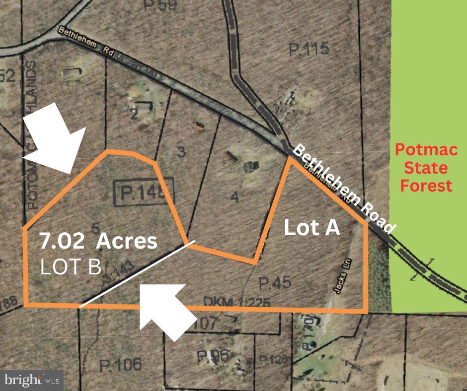 LOT B= 7.02 acre parcel, located off Bethlehem Rd, in Western Maryland! Adjoins lot A (8.73 acres) also for sale. Near Potomac State Forest, this country setting, offers level land, perfect for building a home or if you are looking for a recreational outdoor property, this is a perfect spot for your adventures. Located outside the town of Oakland, just 8 mins away from schools, shopping and town businesses. Acreage surrounded by hills and pastures, is waiting for you to explore! Adjoining lot is also for sale Lot A (8.73 acres,) if both purchased your total acreage would be 15.75 acres. Seller would prefer to sell together. Call agent with any questions.