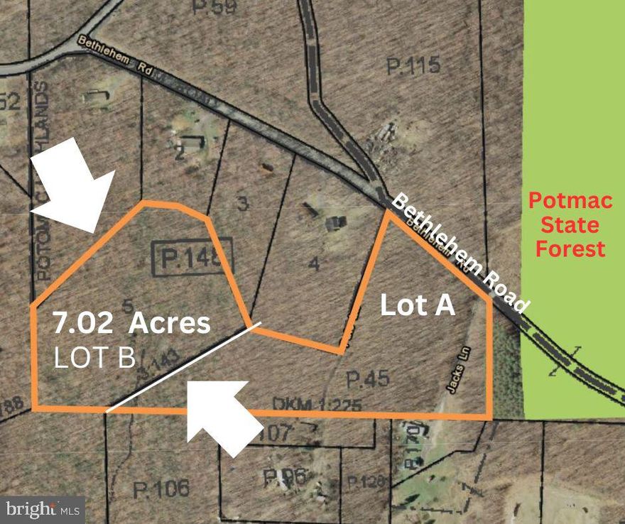 LOT B= 7.02  acre parcel, located off Bethlehem Rd, in Western Maryland!  Adjoins lot A (8.73 acres)  also for sale. Near Potomac State Forest, this country setting, offers level land, perfect for building a home or if you are looking for a recreational outdoor property, this is a perfect spot for your adventures.    Located outside the town of Oakland, just 8 mins away from schools, shopping and town businesses.   Acreage surrounded by hills and pastures, is waiting for you to explore!  Adjoining lot is also for sale  Lot A (8.73 acres,)  if both purchased your total acreage would be 15.75 acres. Seller would prefer to sell together. Call agent with any questions.