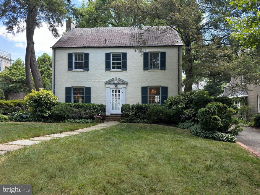 Wonderful new price!  Welcome to 4 E. Kirke Street, a beautiful, 4-level, center hall colonial located on one of the most desirable blocks in Chevy Chase Village with a wide street, wonderful front yard setbacks and many of the larger houses in the neighborhood.  This property has been lovingly cared for by the same family for over fifty years, and it exudes warmth and charm throughout.  Features include a winding, flagstone front walkway, center hall entry, spacious, formal living and dining rooms, sun-filled family room opening to the rear terrace and fenced backyard, kitchen with breakfast room with storage and laundry, powder room, an upper level with four bedrooms (one with a high ceiling and built-ins that could be an office) and two baths, a finished third floor with bedroom and full bathroom and a lower level with a recreation room, storage room and full bathroom.  The fenced backyard is glorious, with an expansive terrace, yard and mature plantings and trees with a detached, 2-car garage and shared driveway.  Chevy Chase Village offers the masterpiece of local services with a Village Hall, government offices, police force and many resident services, all within a mile of the Friendship Heights Metro station, shopping along Connecticut and Wisconsin Avenues and within minutes of the three international airports in the region.