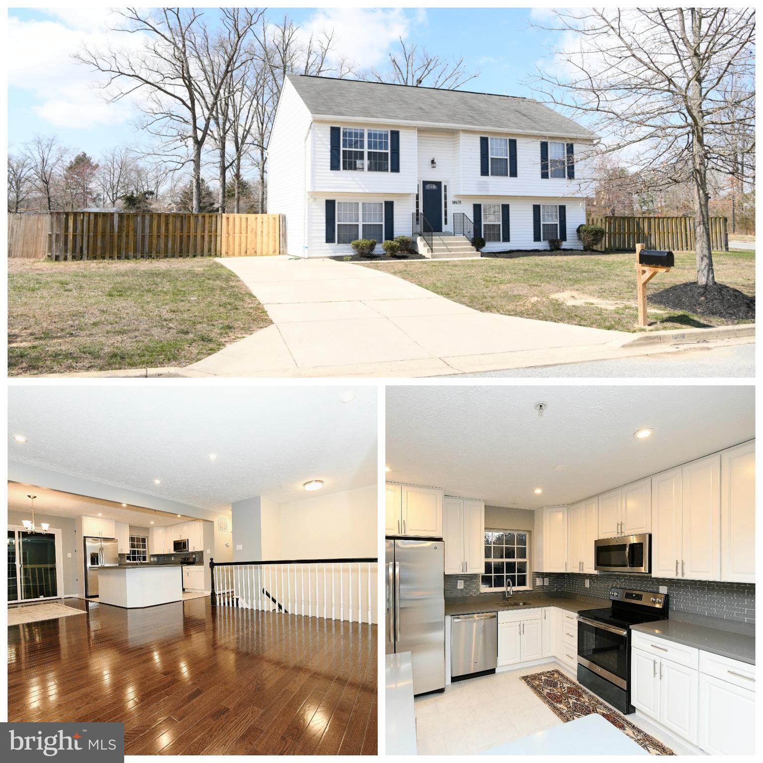 Beautiful 2 level split foyer, 5 bed & 3 bath SFH. Two-story foyer, Renovated, new carpet, fresh custom paint, Cabinets with Quartz tops, stainless steel appliances, Hardwood floor & upgraded lights. Lower level with 2 bedrooms and full bath, walk out level. Nice level half acres (0.46) fenced yard. Cal-de-sac