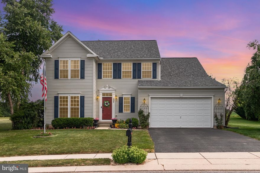 Welcome to this beautifully maintained home on a quiet corner lot in the desirable Thistle Downs community in West Manchester Township! Featuring 4 spacious bedrooms, 2.5 baths, a partially finished basement, and nearly 2800 square feet of living space. Step inside and instantly feel at home. A bright two-story open foyer with an impressive switch-back side staircase that creates a welcoming first impression and offers a natural flow from the top floor straight into the finished basement level—ideal for entertaining and everyday living.  This home blends character with modern convenience. The sun-filled main level features a dedicated office (perfect for working from home or easily converting to a 5th bedroom), and a formal dining room with crown molding and chair rail.  The inviting living room is anchored by a stunning floor-to-ceiling stone gas fireplace.  The spacious kitchen is outfitted with new stainless-steel appliances and connects easily to the heart of the home. The layout is both functional and open, flowing seamlessly into the cozy breakfast area and out to the gorgeous stamped concrete patio with fire pit — an ideal quiet space for relaxing, listening to bird songs, or hosting a summer cookout. The second-floor open foyer connects four generously sized bedrooms for a cohesive layout, including a very large peaceful primary suite with its walk-in closet and plenty of room to unwind. The finished lower level adds even more flexibility with 512 sq ft of extra living space, tons of storage, and rough-in plumbing already in place for a future bathroom. Additional highlights include a new roof (2018), a brand-new front door (2024), a two-car garage, a practical mudroom/drop zone, and a detached storage shed. Let’s not forget the amazing yard, beautifully landscaped and perfect for play, gardening, or just soaking in the peaceful surroundings. Every inch of this home reflects pride of ownership from the original owners, who lovingly maintained it since 2005.  It truly feels like a newer home without the wait. Don’t miss your chance to make it yours!