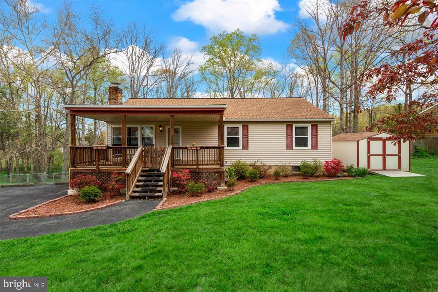 Offer has been verbally agreed on , waiting for relo to sign off!! Welcome to this charming rambler located in North Stafford.  NO HOA. Nearly 2300 finished square feet .  You are greeted by a very welcoming, covered front porch.  Inside are 3 bedrooms & two full baths on the main level.   The kitchen is equipped with all of the necessities as well as a breakfast bar.  Leading out from the dining room is a nice sized deck .  Fourth bedroom/bonus room is located in the finished basement as well as a large family room, wood stove and half bath.  The laundry room is huge and walks out to the FULLY fenced, private,  back yard.  
Updates include Water heater (2020),  Architectural Roof less than 7 years old, Shed (2019), Sump pump (2016), electrical panel and HVAC (2017), Washer and dryer is 5 years old.  The location is prime for shopping, dining, Quantico, Commuter lanes & HOV lanes. **OFFER DEADLINE SAT 4/30 AT 6PM***
