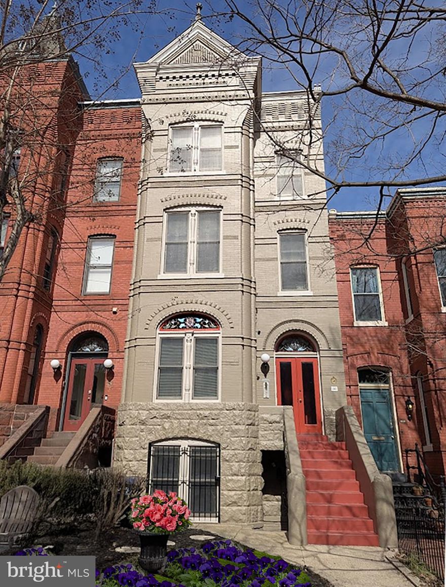 Exquisite 4-Story Victorian with Carriage House/Garage overlooking Capitol Hill's premier boulevard---East Capitol Street---in the heart of the Hill's Historic District.  Located 6 blocks from the US Capitol and Congress, 5 blocks from the Supreme Court and the Library of Congress and the Shakespeare Library, together it offers over 5,000 sq feet of unparalleled elegance, modern convenience and investment potential.  It was completely renovated and remodeled as four self-contained 2 bedroom 2 bath units...each unit boasts its own HVAC, washer/dryer, gas fireplace, and beautifully appointed kitchen and baths.  Built in the 1890's, it features wonderfully preserved details that no new build or renovation can possibly approach...high ceilings, gorgeous plasterwork, stained glass and magnificent floors and original chestnut woodwork hand rubbed to a silken finish.  There is a certificate of occupancy for 4 legal rental units and each is presently tenanted.  The carriage house/garage was remodeled and made habitable  but is not a rental unit.  It offers the potential as a 5th rental unit and additional income if the buyer wishes to secure City approval.  Today it is the perfect turn-key investment with immediate rental income.  One could easily convert it to a single family home with and English Basement rental unit and or use the entire property.  There is the potential to condo the property and maximize your investment return.  642 East Capitol Street is unmatched in its beauty, location and versatility.  Whether you are looking for a primo investment or a luxurious home, this Victorian Grande Dame offers endless possibilities.   It is offered for sale as part of a 1031 Tax Deferred Exchange.