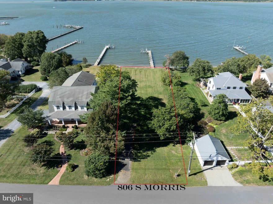 One of the only unimproved lots left in Oxford with stunning views of the Tred Avon River.  Westerly views with a sandy beach and 6' wide pier and lift in place.  Building envelope is high elevation and waterside pool and garage are possible.
