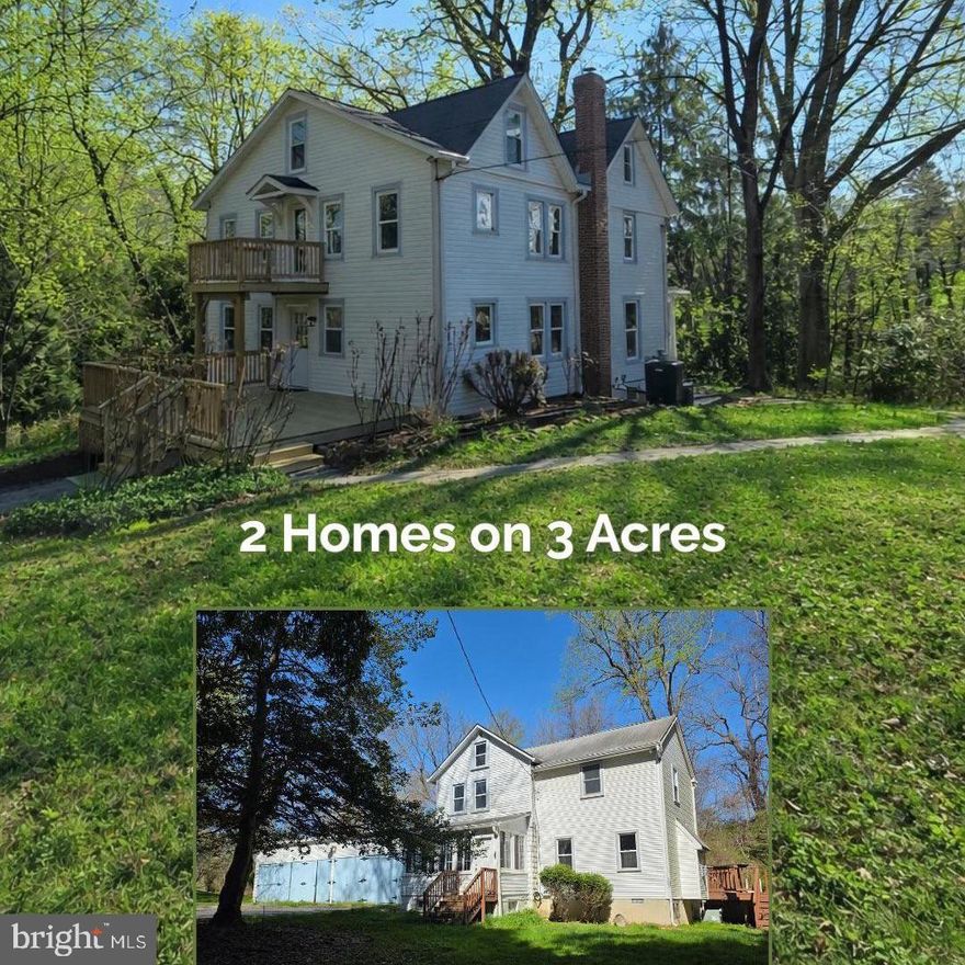 Welcome to 9906 Belair Road — a truly rare offering,  featuring 2 fully updated homes on 3 tree-lined acres abutting the Gunpowder River.  This exceptional multi-home property offers versatility for multi-generational living, rental income, home-based business use, or private retreat living.

The main residence, offering approximately 3,100 total square feet , has been completely remodeled and features 5 bedrooms and 3 full baths. The main level showcases an expanded brand-new kitchen with quartz countertops and stainless steel appliances, along with a beautifully tiled full bath, and a convenient main-level bedroom. First floor laundry room creates a large mud-room just off the main entrance. The enclosed front porch provides year-round enjoyment and additional living space. Major updates include new dual-zone Central A/C, brand-new septic system, updated well components, new roof (2023), upgraded BGE service, and many many others

Second floor offers an expansive Owner’s Suite  with a stunning tiled bathroom and large walk-in shower, complete with a private Balcony. Two additional bedrooms and a full hall bath complete the upper level. The finished lower level adds exceptional flexibility with a potential bedroom, an open living room with pellet stove, and an additional large rear room ideal for a home office, gym, or playroom. Plenty of storage room as well.

The second home is a charming cottage offering approximately 1,400 square feet with 3 bedrooms, and 2 full baths, and has it's own private driveway. Main level offers a brand new kitchen with Quartz countertops and stainless steel appliances, an oversized family room which opens to a spacious wraparound deck that surrounding an above-ground pool. From here, enjoy serene views of the Gunpowder River, which runs through the property.  Upstairs you will find the Main bedroom with an attached full bath, along with 2 additional bedrooms and a full bath. The cottage also features an impressive 40' x 20' three-bay garage, perfect for business owners needing space for a work fleet, hobbyists, or mechanics looking to bring their work home. With direct frontage on Bel Air Road, there is excellent potential for signage at the end of the driveway, providing valuable business exposure.

Property is Zoned DR-1 allowing multi-unit housing and other uses by special exemption.  All of this while being just minutes from everyday conveniences. Opportunities like this are incredibly hard to find. Don’t miss this unique offering.