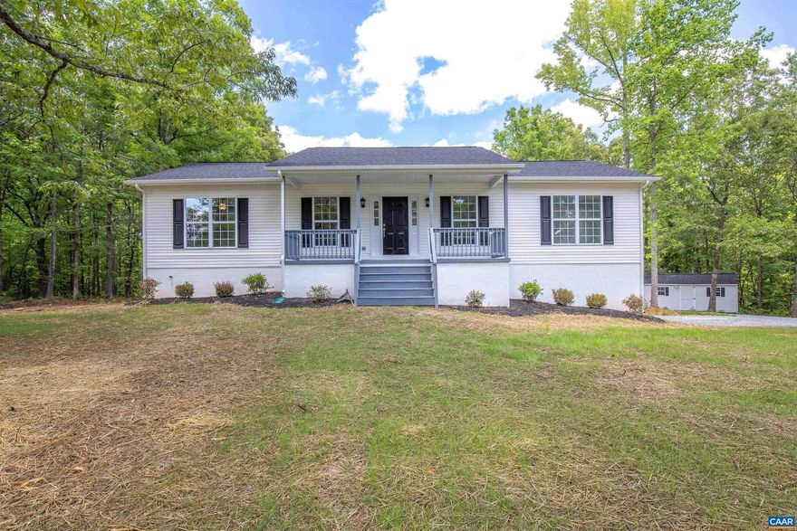 Welcome to 753 Grace Johnson Road. Recently renovated, this home sits on a lovely wooded lot just moments from I-64. The home features 4 bedrooms, 2 full baths, and a full unfinished basement for future expansion. Recent renovations include new flooring, new paint, new fixtures, new HVAC, new roof, and more improvements. The primary suite features a large walk in closet, double vanity, large soaking tub, and separate shower. The living room has beautiful hardwood floors and a gas fireplace for those cool winter nights. The kitchen has new flooring, new appliances, and lovely granite counters. Outside the home are 5 gently rolling acres, a newly graded yard, fresh gravel driveway, and 2 enormous storage sheds both with new roofing. The sheds are each 12 x 20. The unfinished basement is perfect for storage or adding additional living space. Come check out this conveniently located home before it's too late. We hope you call it home!,Fireplace in Family Room