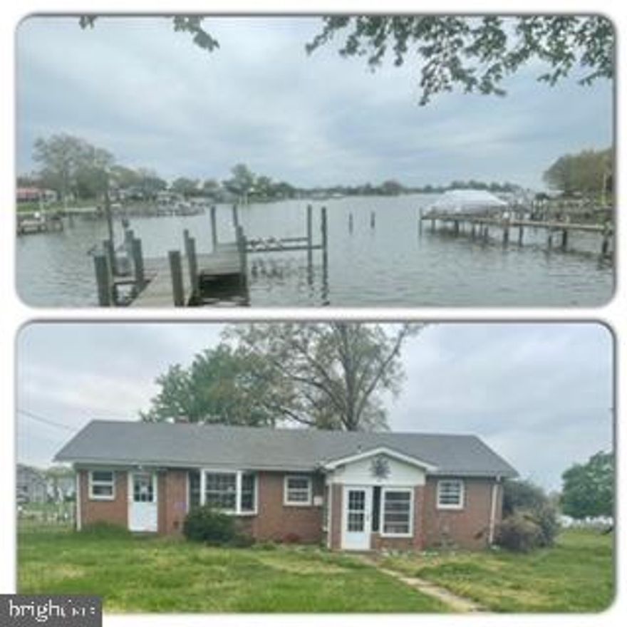 Huge level Waterfront lot with spectacular views of Bodkin. Only seconds to the bay. Pier with lift. Brick rancher with huge detached garage .stunning great room overlooking  the water.  Priced below market fir a quick sale. Bring your buyer with a creative mind to add the finishing touches.  detached garage. Endless possibilities. You will not find a better waterfront lot. Sold as is. Seller strongly prefers to use New  World Title