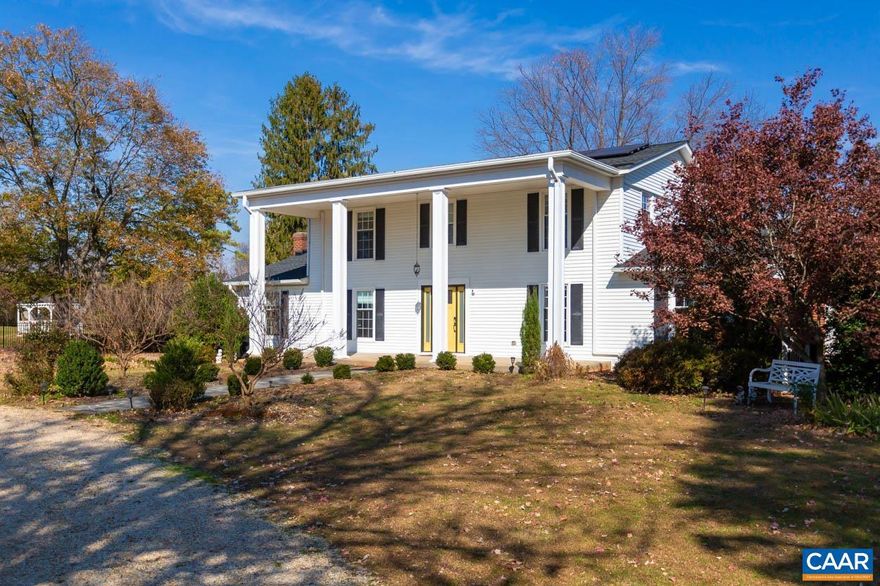 Welcome to this timeless Virginia residence nestled in the highly coveted Western Albemarle County. A gracious entrance, adorned with two-story front porch columns, beckons you into a warm interior with fresh paint and all-new fixtures. Abundant natural light bathes every room, showcasing recently refinished original oak hardwood floors.  The first floor boasts expansive open entertaining spaces with a seamless flow, complemented by a modern kitchen featuring new appliances, quartz counters, and a stylish backsplash. Transform the inviting sunroom into a home office or unwind in the included spa, which can be strategically positioned on a picturesque exterior pad.  The outdoor haven has undergone enhancements, including new privacy plantings, trees, fencing with dual gates, and a spacious patio. The basement provides ample storage, equipped with new insulation and a wrapped crawl space. Upstairs, discover four bedrooms and two fully updated baths. Notable improvements encompass a brand-new alternative septic system, ductless HVAC, and solar panels, ensuring exceptional energy efficiency.  This property is a true gem, seamlessly blending classic charm with modern convenience.,Maple Cabinets,Quartz Counter