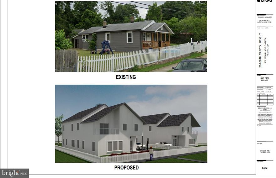 Investor and builder alert! 208 68th Place, Capitol Heights, MD offers a rare opportunity to develop two separate homes on one spacious lot. This property includes ready-to-go building plans, saving you time and accelerating your project timeline. The existing home is a diamond in the rough—solid and full of potential for renovation or rental income. Located in a high-demand area with strong growth. Whether you're looking to build, invest, or renovate, this is a property you don't want to miss!