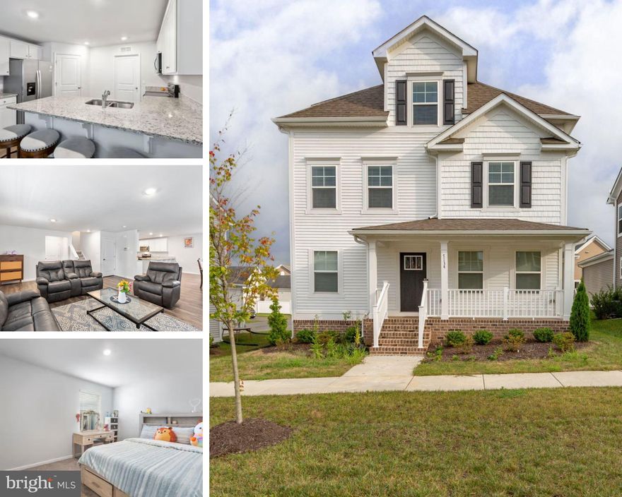 Less than two years old, loaded with open and contemporary charm... and within a totally amenity-filled community! 7134 John Marshall Mews has it all, folks. Constructed in 2022, this totally modern colonial includes 5  bedrooms, 4.5 baths and nearly 2,900 square feet of living space. It sits in the amenity-loaded Ladysmith Village community, which includes a public library, pool, 10,000 square-foot clubhouse with a fitness center, village green, dog park, three parks, community/butterfly garden and so much more.
Zooming in on the homesite, its front yard is off a quaint and shared courtyard with lovely sidewalks and a line of trees. The landscaping is super-streamlined, and, for parking, there is a back-loading, two-car garage and concrete driveway. From the homesite, the library, pool, clubhouse and so much more are within a 1 to 2-block seamless stroll! The home itself shows like-new with white siding, a medium-brick foundation, black
shutters and a white-column draped front porch. The residence follows the totally open Verona floorplan from D.R. Horton. Inside and on the main level, gleaming luxury vinyl plank flooring abounds. The open spaces effortlessly flow, including a living room, dining room, half bath, mudroom and dazzling kitchen. The kitchen includes a large island, granite countertops, white cabinets and newer stainless-steel appliances. Heading upstairs, there are four bedrooms and two full baths, inclusive of the primary
suite. Continuing up to the top level is a carpeted fifth bedroom. There is a lovely nook as well as plenty of space for storage. We have a basement here, too, folks! It is anchored by a finished recreation room with recessed lighting and carpeted floors. The owners here have opted to finish 3/4 of it – so, you’ll find another carpeted bedroom and full bath. With this stellar Ladysmith location, there is YMCA right at the neighborhood’s southern edge. Grocery, dining, gasoline and shopping options await along US-1 and Ladysmith Road within one mile! I-95 access (Ladysmith exit) is within five minutes southeast, with two additional exits (Thornburg and Ruther Glen) within 15 minutes. The heart of Downtown Fredericksburg as well as Richmond are within a 35-minute drive. For endless outdoor recreation, Lake Anna is just 25 minutes west. This modern residence, its floor plan and community are all sights to see. Book your showing of 7134 John Marshall Mews while you can!