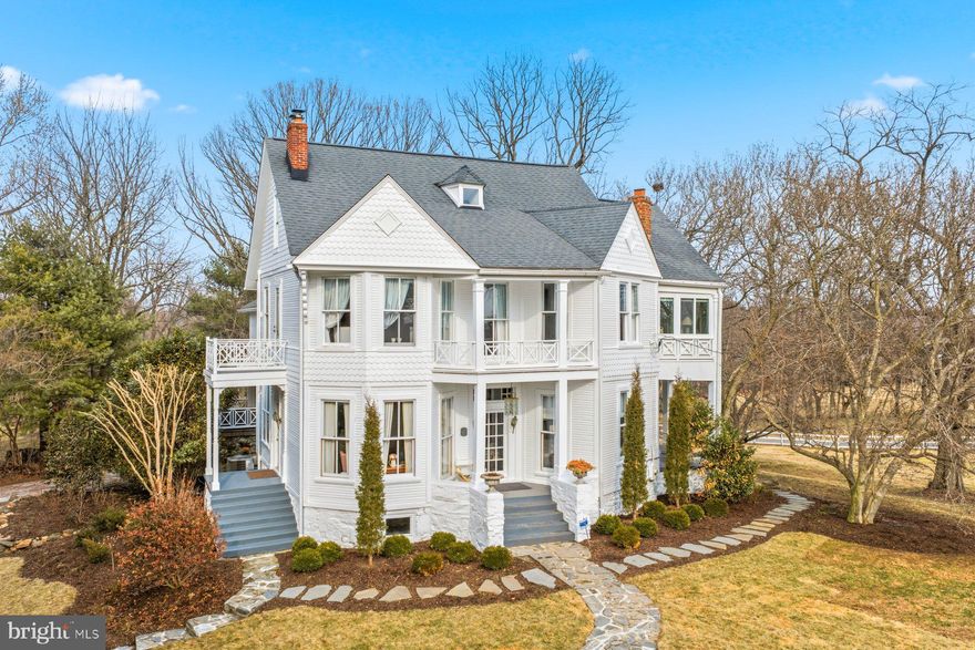 Spectacular and exceptionally rare Irregular Queen Anne Victorian, the Samuel S. Robertson House (c.1889) is a true architectural treasure designed by renowned 19th-century architect Thomas Groomes. Honored as a Montgomery County Historic Landmark, this Victorian masterpiece blends exquisite period detailing with thoughtfully integrated modern amenities...........Secluded on 2.5 lush acres, the property is approached by a picturesque cherry tree–lined driveway and surrounded by mature trees, offering privacy and tranquility rarely found so close to urban conveniences. Inside, historic craftsmanship shines alongside contemporary comfort, featuring 4 bedrooms and 3.5 baths, a spacious gourmet kitchen, and a large third-floor recreation room ideal for entertaining, creative pursuits, or relaxation...........Additional highlights include a studio or private office, a beautiful, secluded patio, and a separate exercise/gym building discreetly located off the driveway. Just minutes to METRO, this is a once-in-a-generation opportunity to own a landmark home where history, elegance, and modern living coexist seamlessly.