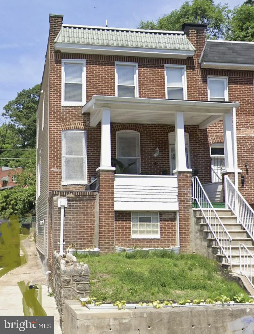 Coming soon!  Add your touches to this end unit set on the hill of tree lined streets.  Needs some freshening.  Lock in your equity.  Convenient to 83, Hampden, Baltimore Zoo and  Druid Hill Park.