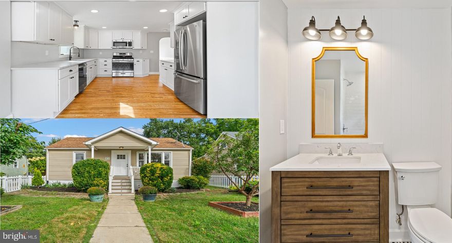 Completely renovated in 2023! Home features 3 bedrooms and 2 full bathrooms. Brand new kitchen with white cabinets, quartz countertops, and new stainless steel appliances. Brand new bathrooms with high end finishes! Completely finished basement that includes a family/rec room, bedroom, full bathroom and laundry room. Refinished oak hardwood flooring throughout the first floor; cathedral ceilings in the breakfast room; brand new deck, fully fenced front and rear yard. Newer siding, roof, driveway, sidewalk and HVAC! Large/deep driveway leads to a detached garage/workshop. Garage is sold "as is". Conveniently located with easy access to Baltimore, Annapolis, and DC. Owner/listing agent.