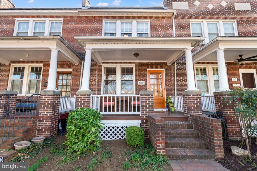 Charming brick townhouse with inviting front porch in sought after location- only one block to King St restaurants, boutiques & shops! Light filled living space, with over 1400 sqft, includes spacious living room with wood burning fireplace, large separate dining room great for dinner parties, & eat-in kitchen with 42 inch cherry wood cabinets & under cabinet lighting. Fully fenced brick patio with new vinyl fencing & cozy back porch. Walk out basement with over 700 sqft of storage & cedar walk in closet. Primary suite with updated en-suite bathroom features subway marble tiling & marble floors. Updated hall bath with skylight. Large second & third bedrooms. Enjoy radiator heating combined with central air conditioning (replaced 2020). Water heater was also replaced in 2020. Other features include 9ft ceilings, original wide plank pine flooring + oak flooring, updated double pane windows, & multiple skylights. Blocks from King St & Braddock Metros, the Waterfront & everything Old Town has to offer. Easy access to DC, Reagan National & the Pentagon.