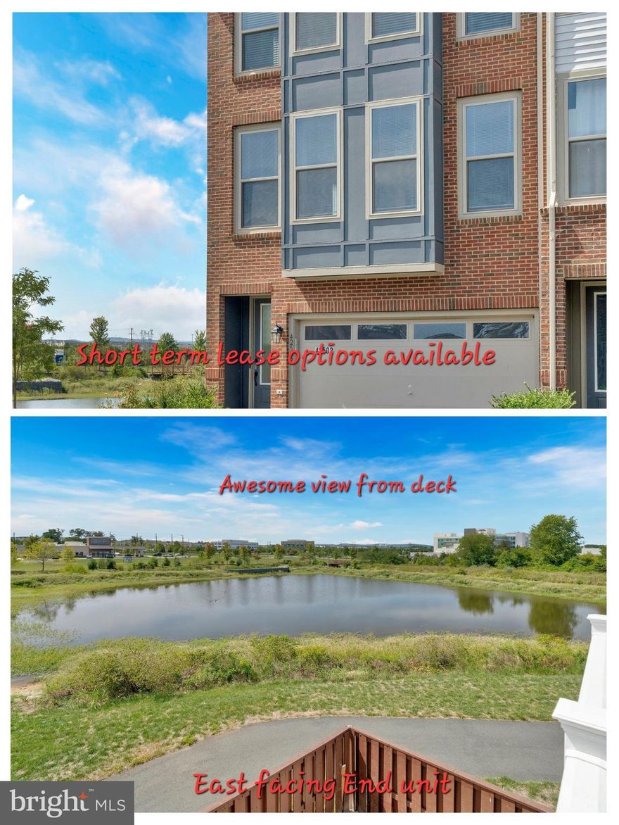 6 or 9 month lease options are also available !! Rent Reduced .....

Welcome to Gateway Commons in Stone Ridge, Loudoun County, VA—a beautifully master-planned community offering a vibrant yet easy-going suburban lifestyle.


 This stunning, North East-facing Essex model end-unit townhouse by award-winning Van Metre is the epitome of modern living, offering unique privacy with its serene pond-facing location. The brick-front, three-level home spans over 2,600 square feet, featuring 3 bedrooms, 3.5 baths, and a two-car garage.

As you enter the home, the lower level welcomes you with a spacious recreation room that opens to the backyard. The main level is perfect for entertaining, with a formal dining area, a living room with a cozy fireplace, and a gourmet kitchen outfitted with stainless steel appliances and upgraded cabinets. The kitchen also features a breakfast nook that leads to a custom rear deck, ideal for outdoor dining with peaceful pond views.

Upstairs, the luxurious primary bedroom offers trey ceilings, a walk-in closet, and a master bath with dual vanities. Two additional spacious bedrooms, a linen closet, and a convenient laundry room complete the upper level.

This home is wired for CAT 7 cable and boasts hardwood flooring throughout. Conveniently located near Aldie Shopping Center, Dulles Landing Shopping Center, South Riding Center, Stone Springs Hospital, and various retail centers, this property is also situated in a highly regarded school district. You'll be within walking distance of the Stone Ridge Village Center, where you can enjoy shops, restaurants, and more. Residents have access to multiple pools, a clubhouse, tennis courts, a fitness center, miles of walking trails, and a host of community events. Onsite schools, daycare centers, and easy access to major thoroughfares like Routes 50 and 28 make this location incredibly convenient—just under 20 minutes from Dulles Airport, with the Blue Ridge Mountains on the horizon. Gateway Commons truly is the gateway to an energetic, suburban lifestyle.

Please note: This home is owner-occupied. Showings are by confirmed appointment only.

Requirements : 

- Credit score of 700 +
- Income at least 2.5 X the rent
- No bankruptcy or eviction records


Hurry… you don't want to miss this beautiful home!