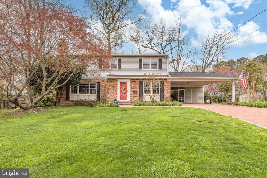 One of the area's most exciting opportunities! A lovingly cared for classic three level Colonial on truly spectacular lot fronting quiet cul-de-sac in highly desirable Riverside Estates community. The home's pristine condition and custom detail are immediately apparent upon arrival by its custom driveway, exterior brick work, and lush lawn/landscaping. Special features include: three finished levels, four spacious bedrooms including primary suite with private bath and large closet, two fireplaces, gorgeous hardwood floors, thermal replacement windows, updated bright white kitchen with recently replaced appliances. More than ample parking provided by two car carport and driveway. Truly stunning back yard scene enhanced by multi-tiered deck and screened porch overlooking one of the most beautifully landscaped yards you'll find. Tons of storage provided by storage shed and built in shed in carport. Extensive list of recent improvements include: kitchen appliances (2024), electric panel upgrade (2023), crawl space encapsulation by JES (2022), AC replaced (2021), screen porch upgrade (2017), gutter guards installed (2017), furnace replaced (2016), upper level hall bath refresh (2015), roof replaced by Master Roofing (2015), and the list goes on! This truly special property provides a unique combination of size and condition, gorgeous grounds, and prime quiet cul-de-sac setting that makes it nearly impossible to duplicate!