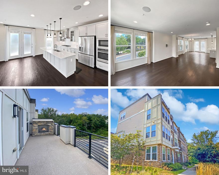 SUNLIT, END-UNIT LUXURY TOWNHOME with open, expansive living spaces, walls of windows, and a rooftop terrace with a stone fireplace. Located in The Preserve at Westfields, this four-level home is beautifully maintained and filled with natural light throughout.

The entry level includes a welcoming living area, powder room, and access to the attached two-car garage.

On the main level, an impressive open layout spans nearly forty feet, featuring high ceilings, recessed lighting, and abundant windows that brighten every corner of the living room, dining area, and kitchen. The chef’s kitchen is equipped with GE stainless steel appliances, a five-burner gas cooktop with Monogram range hood, quartz countertops, soft-close cabinetry, pantry, and a large center island with pendant lighting and breakfast bar. Just off the kitchen, a private balcony offers the perfect spot for morning coffee or evening unwinding.

Upstairs, the primary suite includes two walk-in closets and a luxurious bath with dual quartz vanity, walk-in shower, and soaking tub. A second bedroom with a private ensuite bath and a convenient laundry room with LG washer and dryer complete this level.

The upper level opens to a bright loft-style living area, a third bedroom with walk-in closet and full bath, and access to the rooftop terrace. With treetop views and a stone fireplace, this space provides an exceptional outdoor retreat for relaxing or entertaining.

Upgrades include a Sonos sound system and solar-reflective privacy film on the windows. The community offers walking trails, a playground, outdoor amphitheater, lake with catch-and-release fishing, and plenty of guest parking.

Conveniently located near shopping and dining at WEGMANS, Target, Costco, Sedona Taphouse, and Lazy Dog, with easy access to Routes 28, 50, and 66, and Dulles Airport. This exceptional home combines modern comfort, natural light, and a prime location in one of Chantilly’s most sought-after neighborhoods.