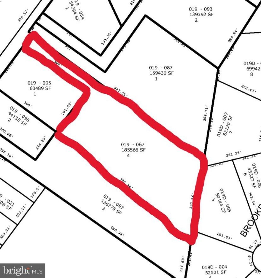Fully wooded 4.26 acre lot. New owner must tie-in to public sewer. There would be a shared driveway with current easement, but potential to have the curb cut changed. Approved for one home only on the lot. The home built must have a minimum of 2400 sq ft. Home at 488 Fruit Farm Rd is also for sale. Buyer is responsible for confirming all information on lot use, sewer, etc. with the Township. Current owner purchased the land for more privacy and never pursued building on the lot.
