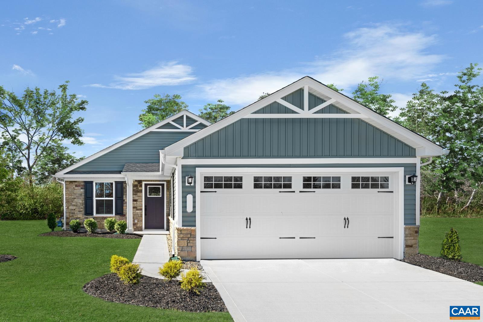 Introducing the Aruba Bay floorplan for fall '25 move in just steps from the newly completed pool & clubhouse! This Aruba Bay boasts an open concept design with a 2-car garage as well as 2 bedrooms, 2 baths, and a spacious owner's suite with private bath & walk-in closet. Enjoy an expansive gourmet kitchen with upgraded cabinetry, spacious kitchen island, granite counters & stainless kitchen appliances all included! Creekside Ranches is an amenity filled community featuring 2 pools, 2 pickleball courts, clubhouse with fitness center, playground, walking trails and more! Creekside Ranches is located in a peaceful setting with beautiful mountain views, a maintenance-free lifestyle with lawn & landscaping care included, all only 10 minutes from Charlottesville! Every new home in Creekside is tested, inspected & HERS scored by a third-party energy consultant and a third-party inspector. Don't wait! Schedule your visit today and secure your new home and $20,000 in savings!,Granite Counter,Maple Cabinets
