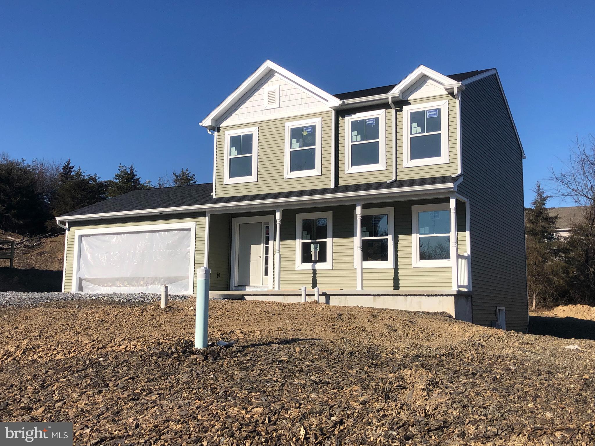 Estimated completion March 2024
New construction at Random Oaks. Main level boasts a spacious living room, kitchen with dinette area, laundry, half bath and 14x10 rear deck. Upper-level features primary suite with dual closet space and primary bathroom, two additional bedrooms and 2nd full bathroom. Full unfinished walk-out level basement, two car attached garage and large front porch.