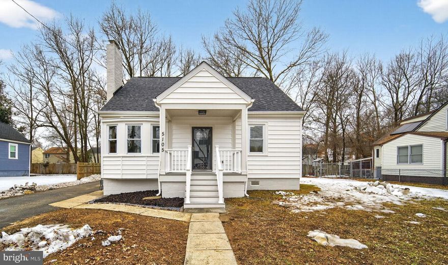 Exquisitely renovated 4BR/2BA Cape Cod nestled on a quiet dead-end street minutes from downtown Upper Marlboro. Ideally located with easy access to Andrews Air Force Base, I-495, National Harbor, and Washington, DC.
This thoughtfully redesigned home showcases refined finishes throughout, including rich hardwood floors, an elegant living room with a brick fireplace, a formal dining space, and a beautifully updated eat-in kitchen with stainless steel appliances. The main level also offers a well-appointed laundry/mudroom and an inviting enclosed front porch.
Exterior amenities include an expansive paved driveway, a detached two-car garage with loft storage, and a level, partially fenced backyard ideal for outdoor entertaining.
Upgraded major systems, including a newer heat pump with oil backup, provide efficiency and peace of mind. A rare opportunity combining timeless charm with modern sophistication.