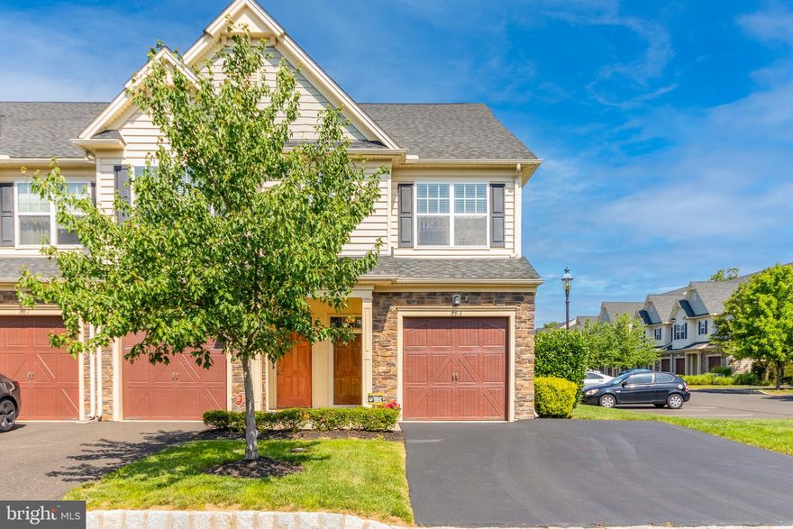 Rarely offered end unit in the desirable community of The Enclave in East Norriton. This beautiful townhome offers 2/3 bedrooms, 3 full and 1 half bath with 9' high ceilings throughout! The main floor features an open living and dining area with gas fireplace and mantel. The kitchen features cream cabinets, center island with 2 stools, granite countertops and tile backsplash. The primary bedroom includes 1 large walk-in closet, another generous sized closet with sliding doors, and an en suite bathroom with a double sink and an oversized tile shower. A powder room and laundry room with pantry complete this main level. Upstairs is a second bedroom and full bath with tub/shower. The basement is what makes this unit so unique. It is huge and can be used as a second living area or 3rd bedroom. The third full bathroom and a storage area round out this versatile space. Attached garage, off street parking for 3 cars, and LOADS OF STORAGE SPACE make this property a "must see." The homeowner's association takes care of building exterior maintenance, trash, landscaping, and snow removal. Conveniently located near shopping, restaurants, parks and public transportation.