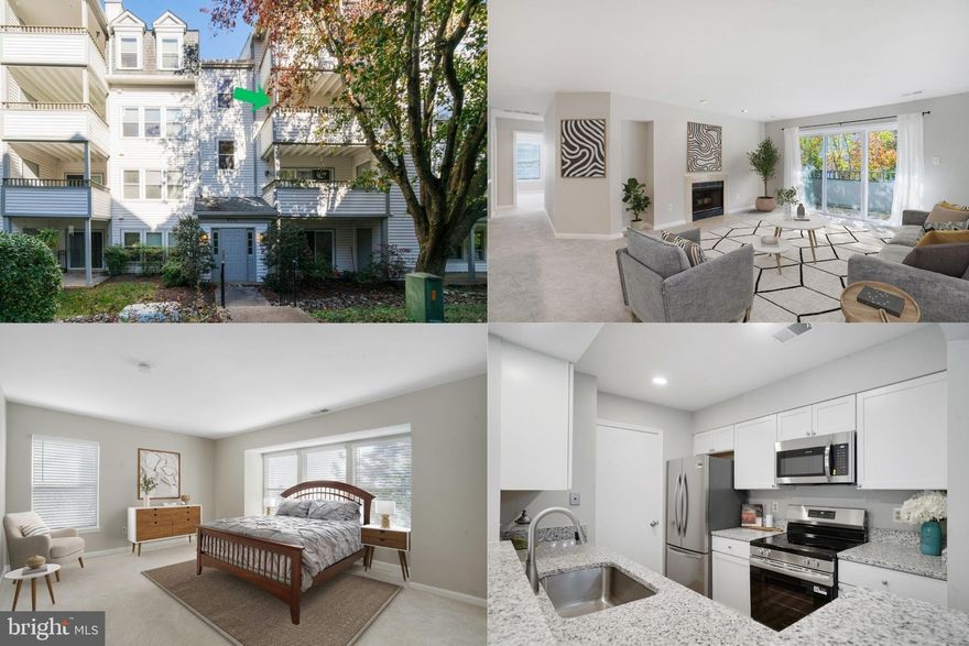 Fabulous location in a welcoming, tree-lined condo community! Abundant natural light fills this 2-bedroom, 2-bath second-floor condo, which offers a peaceful balcony view overlooking the courtyard with mature trees and green space. Inside, you’ll find an updated kitchen with granite counters, new cabinetry, luxury vinyl plank flooring, and brand-new appliances—including a stacked washer/dryer. Fresh carpet enhances the main living areas, and the spacious family room features a cozy fireplace for year-round comfort. The primary bedroom includes a walk-in closet and an en suite bath with a double-sink vanity and tub/shower. The second bedroom has easy access to the hall bath, which features updated flooring and a new vanity. A linen closet provides extra convenience, and additional storage is available in the lower level of the building. Water and sewer are included in the condo fee.  Lafayette Forest offers terrific amenities, including an outdoor pool, walking trail, and plenty of parking. You’ll love the prime location close to restaurants, shopping, and major commuter routes—495, 395, 95, 66, and DC are all within easy reach. Move-in ready and waiting to welcome you home!