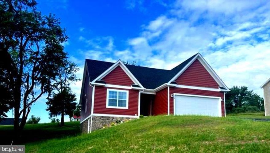 OWNER RELOCATED!!  REDUCED TO SELL.  CUSTOM-BUILT HOME  2023 , WITH TOTAL OF 3,400 SQ. FT. LOCATED IN BEAUTIFUL HARVEST HILLS NEWEST SUBDIVISION IN HAMPSHIRE COUNTY, ON JUST OVER 1/2 ACRE, MINUTES TO HOSPITAL, SHOPPING AND SCHOOLS! MAIN LEVEL LIVING W/ VAULTED GREAT ROOM,  OPEN KITCHEN  HAS MORE CABINETS THAN YOU CAN USE! THE GRANITE COUNTERTOPS CONTRAST WITH THE WHITE KITCHEN CABINETS.  BLACK HARDWARE BLENDS WITH  OVER-SIZED ISLAND, COULD SEAT 6.  ALL NEW STAINLESS STEEL (REFRIGERATOR, STOVE, MICROWAVE, DISHWASHER) APPLIANCES, LARGE WALK-IN PANTRY IN THE KITCHEN AREA. SPACIOUS MASTER SUITE W/ TRAYED CLEILING, WITH FAN.  LARGE WALK-IN CLOSET, DOUBLE VANITY, SEPARATE SHOWER, SEPARATE  SOAKING TUB. 2 ADDITIONAL BEDROOMS. ALSO A  FULL ADDITIONAL BATHROOM ON MAIN LEVEL. WASHER & DRYER ENCLOSED AREA ON THE MAIN LEVEL!   NO CARPET ON MAIN LEVEL, WITH TOP OF LINE ENGINEERED FLOORING IN NEUTRAL COLOR.  NEW DECK OFF OF THE GREAT RM.  1700 SQ. FT.  ADDITIONAL UNFINISHED BASEMENT, PLUMBED FOR BATHROOM,  WITH INTERIOR AND EXTERIOR ENTRANCES.  POURED CONCRETE, INSULATED WALLS.  HVAC UNIT FOR CENTRAL A/C & HEAT. HIGH CEILINGS. OVERSIZED GARAGE WITH ROOM FOR STORAGE.  INTERIOR ENTRANCE INTO THE HOME.  ENJOY THE MOUNTAIN VIEWS FROM THE FRONT OF THE HOME.  THE SUNRISES ARE WORTH GETTING UP EARLY TO ENJOY!  JUST OUTSIDE OF ROMNEY, WITH EASY DRIVE TO WINCHESTER, VA OR TO CUMBERLAND, MD.  APPROXIMATELY 2.5 HOURS TO DC/METRO AREAS!