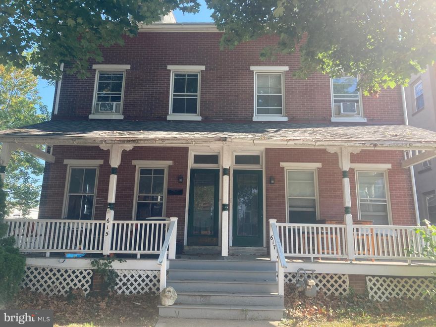 PREMIUM LOCATION FEATURES 2 twin townhomes fully rented ( 1-3 BR with bonus room and 1 -4 Br) with enormous lot (14790 sq. ft.) offering assorted opportunities for expansion, new construction, parking, etc... 615 S. is 1267 sq .ft. with annual R.E. Tax $4720.   617 S. is 1596 sq. ft. with annual R.E. Tax $4225.   
Check with local Borough officials for guidelines.

Come to West Chester-THE NEW DESTINATION!!!
