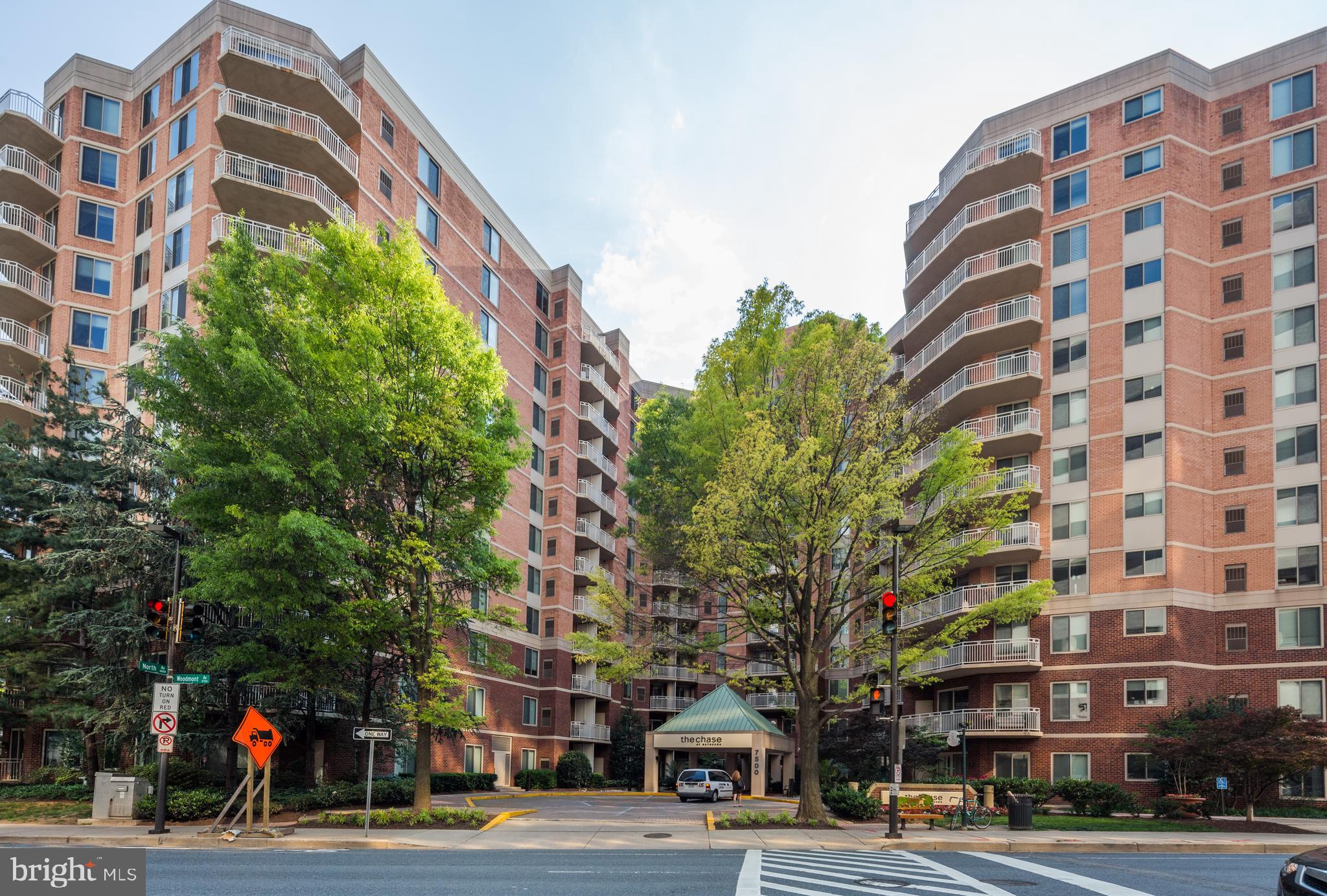 An 11th-floor condo at The Chase directly across from the Bethesda Metro (red line) that includes an assigned parking space in the underground garage and a storage bin is AVAILABLE IMMEDEIATELY FOR OCCUPANCY! Walk score of 98 means just a quick stroll to all of the wonderful restaurants, shops, grocery stores and amenities of downtown Bethesda. Features include a 24/7 attended lobby. in-unit washer/dryer, kitchen with nice cabinets and stainless-steel appliances. fireplace, balcony/patio with an eastern view. Outdoor swimming pool, tennis courts, and grilling areas in an oasis like setting. This is a professionally managed unit in a professionally managed building and is available to be shown in person with notice.