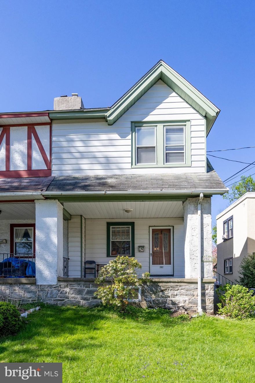A wonderful Opportunity to purchase this well cared for twin home across from Golf Course.  Enjoy having your morning coffee on your front porch or just read and take in the sunshine and weather for all seasons and the green view of the Golf Course.   Inside the Living Room is open to the Dining Room providing  a wide expansive feeling and features beautiful hardwood floors with decorative border.  The Dining room has plenty of light with large windows and a n additional side window providing cross ventilation as well as more light.  The kitchen has upgraded cabinets and granite countertop.  This owner has added a Sunroom off the kitchen which provides a quiet space to enjoy the Seasons, plants/ exercise room with lots of sunlight.  The rear Alley provides a private parking space for your car.  Upstairs, you will find a spacious master bedroom that is big enough for a King size bed, hall bath, a second and third bedroom.  The laundry is in the basement, room for storage and  has a new back door.  Home is a great location convenient for shopping and traveling to Philadelphia or South to Havertown.   Settlement prefered not before August 1.