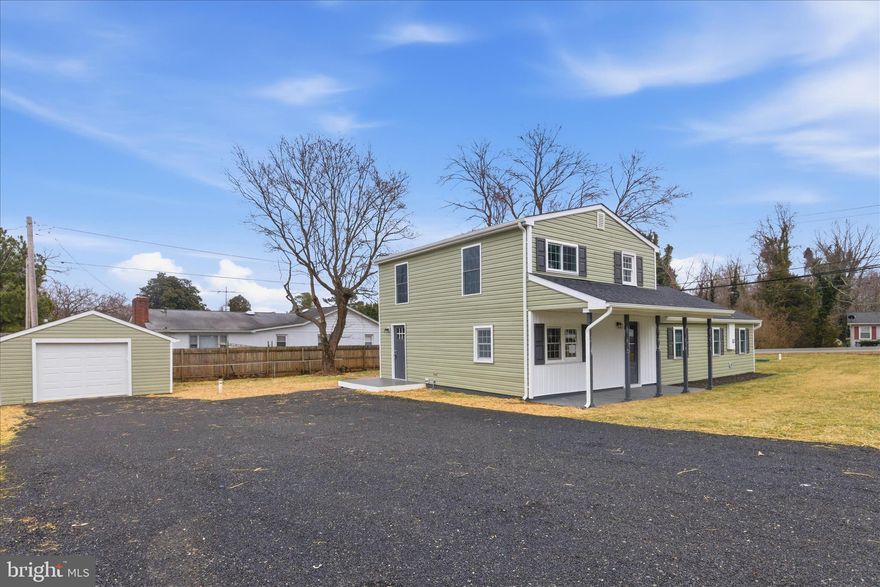 Almost everything is brand new inside and out in this beautifully renovated 3 bedroom, 2 bath home with a detached garage on a spacious corner lot in sought-after Mechanicsville! Located in a USDA-eligible area offering potential 100% financing for qualified buyers! 

Step onto the covered front porch and into a bright entryway featuring a built-in storage bench and hooks- the perfect everyday drop zone. To the left, a formal dining room offers a welcoming space for gatherings. To the right, an office with built-in cabinetry and bookshelves leads to a spacious flex room ideal for a living room, playroom, or hobby space.

The galley kitchen shines with soft-close cabinets and drawers, quartzite countertops, and brand-new stainless steel appliances. An eat-in area provides casual dining, while a sliding glass door opens to a brick patio and large backyard that's perfect for entertaining or relaxing outdoors!

The family room features vaulted ceilings and a ceiling fan, creating an open, airy feel. The main-level bedroom includes a walk-in closet with built-in shelving and sits across from a full bath with a tiled walk-in shower and large vanity.

Upstairs are two additional bedrooms, including the spacious primary suite with a walk-in closet and a full bath with a tiled tub/shower combination. All bedrooms are generously sized and include walk-in closets- a rare and valuable find!

LVP flooring runs throughout, complemented by recessed lighting and extensive updates. Major improvements include the roof, siding, HVAC system, doors, appliances, and most windows, offering peace of mind  for years to come. 

Located just minutes from waterfront dining and a public beach, and convenient to Naval Air Station Patuxent River, this amazing home is truly ready to just move in and enjoy!