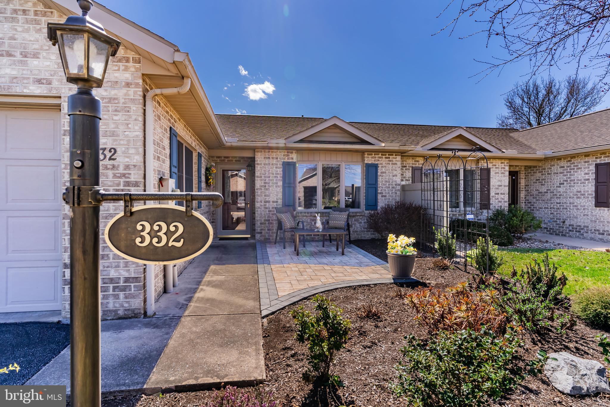 Your next move for easy living in Maple Run could quickly be yours! Don't let this one pass you by! It's move in ready, bright and inviting as you observe from the photos enticing you to schedule a showing and imagine yourself living in this development widely known for great accessibility to so much in close proximity and great neighbors. Walk to the front entry area with a newly designed patio to discover a thoroughly upgraded 2 bedroom duplex. Both bathrooms redone-tubs be gone! The eat in Kitchen has new quartz counters with tile backsplash, the study is currently used as the formal dining room(to accommodate sellers china cupboard- yes! Solutions to make it work without giving up all your treasures!). Den has two built-in bookcases with smoke glass doors. Sunroom flanked at either end with patio doors to concrete pads to the always green, no weeding on the Astro turf back yard with lovely landscaping and vinyl fence. , Roof replacement 2023, stunning new lighting, several new ceiling fans with lights. Side yard landscaped with large patio pavers. Raised beds perfect for growing your own vegetables this Summer.