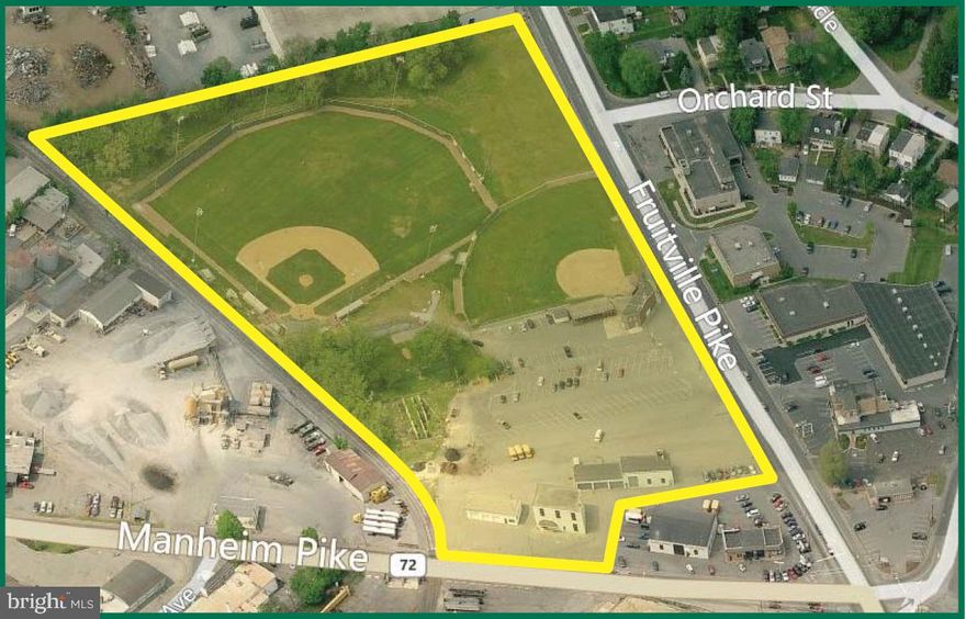 Stumpf Field site comprised of 11.37+/- acres in prime Manheim Township location with frontage on Manheim Pike and Fruitville Pike. Also includes four (4) existing buildings that could be renovated as part of a redevelopment project. Zoned Industrial (I-2) with the Urban Transition (T-6) overlay which permits many uses such as apartments, professional and medical/dental offices, banks, restaurants, retail businesses, convenience stores, hotels, vehicle sales/service businesses, and more.