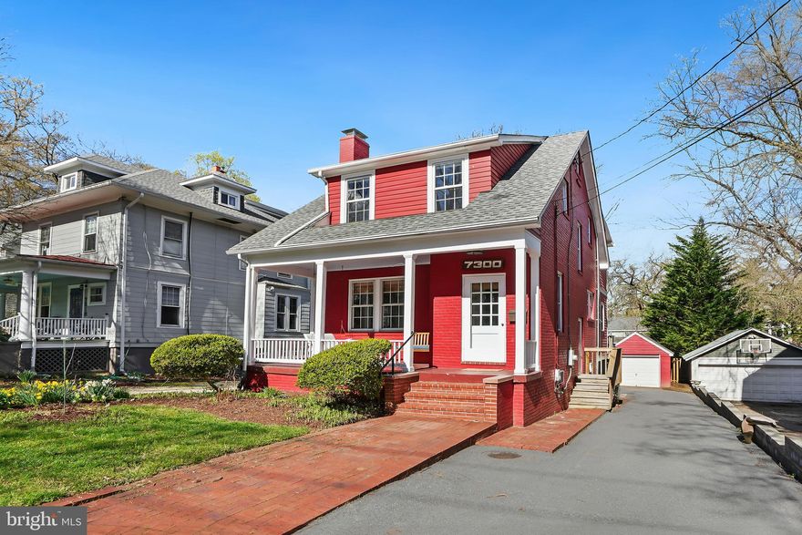 Welcome to this stunning Craftsman colonial residence, beautifully renovated and thoughtfully expanded to offer the utmost in comfort, design, and space. Nestled in the heart of Takoma Park, this home boasts a perfect blend of classic charm and modern amenities, with meticulous attention to detail evident throughout. There are light-filled rooms, custom built-ins, delightful archways, lofty ceilings, red oak flooring, French doors, a stained-glass transom, and comfortable open living areas. 
Upon entry, you'll be greeted by a classic covered front porch, inviting you to step inside and explore the light-filled living spaces within. The main level features a welcoming living room adorned with a brick fireplace and floor to ceiling shelving, creating a cozy atmosphere. The open dining room boasts an expertly restored pendant light dating back to the early 1900s, infusing the space with refined elegance. The highlight of this level is the outstanding chef's kitchen, seamlessly integrated with the dining room and a sun-drenched, renovated family room. Designed for both functionality and style, the gourmet kitchen boasts stainless steel appliances, honed Caesarstone countertops, and floor-to-ceiling cherry cabinetry. French doors off the family room lead to a picturesque deck, providing the perfect setting for outdoor enjoyment. Completing the main level is a full bathroom and a laundry room, adding to the home's overall convenience and practicality. 
Upstairs you'll find three spacious bedrooms, each featuring a walk-in closet for ample storage and two full bathrooms. The serene primary suite was renovated and expanded to include a voluminous walk-in closet, recessed lighting, and tranquil backyard views. An ensuite “spa” bathroom boasts heated flooring, white quartz countertops, a glass-enclosed shower, a soaking tub with air jets, and generous cabinet space.
The lower level of the home remains unfinished; there is plenty of storage space across three separate areas. A utility sink adds to the functionality of the space. Additionally, there’s a working half bathroom along with a shower stall that awaits a plumbing connection, and a side exterior entrance adds convenience and accessibility.
Outside, the enchanting front porch provides a serene spot to relax and unwind, while the expansive rear deck and deep backyard offer ample opportunities for outdoor living. The property also features a private driveway and a detached garage.
The ideal location: close to the municipal library and community center, and just blocks to schools K-8. Just 0.4 miles to the Red Line’s Takoma Metro station. Ideally situated near both downtown Takoma Park and Silver Spring, as well as a number of local parks. Enjoy living in eclectic Takoma Park; the location offers all the allure and convenience of this very special area! Easy, convenient living!