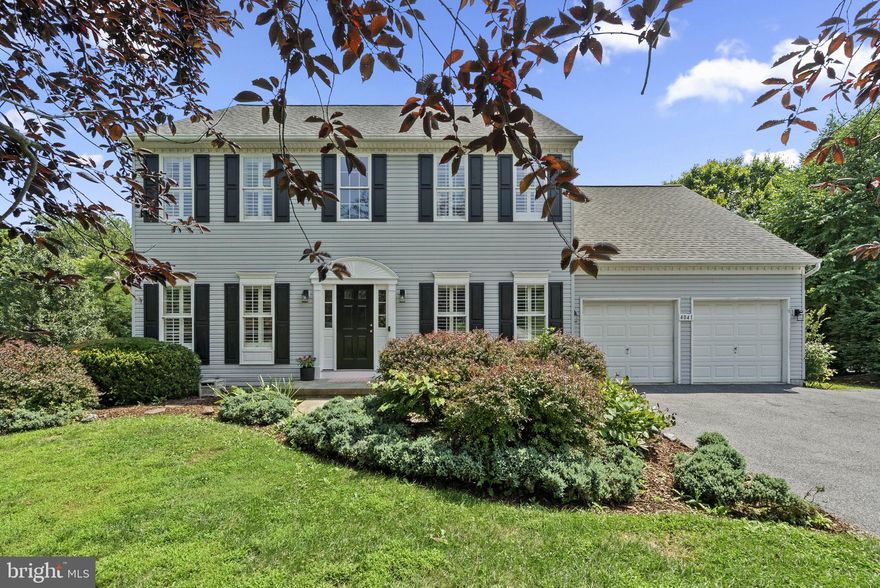 Welcome Home! Do not miss this beautiful home in the Samhill Estates. Featuring 5 bedrooms, 2 full bathrooms, and 1 half bathroom.  As you walk up, you’ll notice the expansive driveway and 2 car garage. The open two story foyer is inviting, and a statement piece in this home. The office room is perfectly set up with French doors. A chef’s dream awaits in the kitchen! White cabinets, granite countertops, and stainless steel appliance.  The kitchen island offers extra storage space, extra prep space, or a relaxing area to sit down and enjoy a meal. The sink has a lovely view of the backyard. The layout is open to the living room area- perfect for entertaining friends & family. Upstairs has 4 spacious bedrooms, and 2 full bathrooms. The primary bedroom has an en-suite with soak in tub and stand up shower, along with a walk in closet.  The fireplace in the living room makes for a cozy atmosphere. The beautiful deck overlooks the wooded area, and trampoline. The huge walk out basement is just waiting for your imagination, and includes a full bathroom rough in. Updates throughout the years include Roof (2018), new main level hardwood floors  (2017). Easy route to 70 access to Frederick & Baltimore & convenient 270.