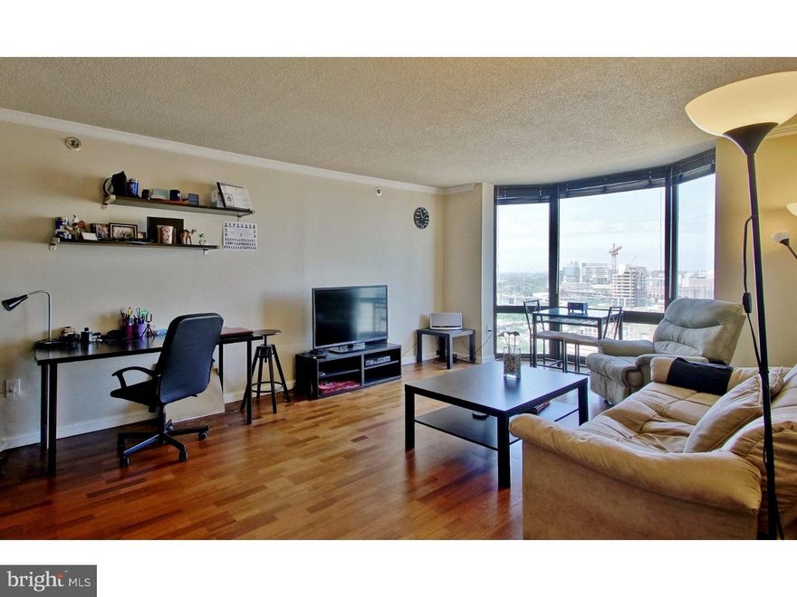 Another great listing at The Wanamaker House!  High floor sun splashed one bedroom with a view of the exciting and constantly changing University City skyline.  This condominium has warm Espresso toned Pergo type flooring throughout, a renovated kitchen with granite counters and stainless steel appliances.  The bathroom has an updated sink, tile and tub as well.  The Wanamaker House is a 24 hour doorman building located one block off of the jewel of Philadelphia, Rittenhouse Square and across the street from the delicious Vernick Restaurant.    There is a rooftop pool, and fitness area as well.   Tenant pays electric and monthly cable.  If interested, listing agent will prepare lease.